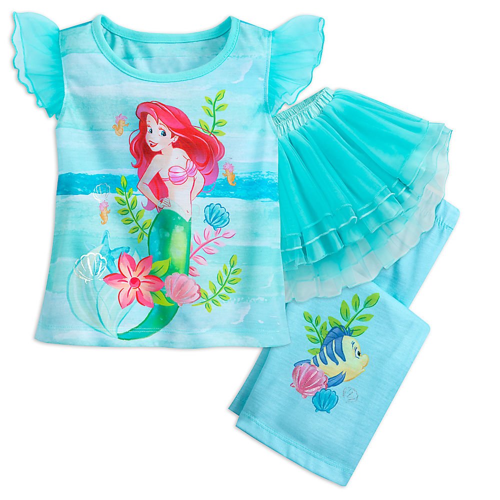 Disney Princess Ariel Deluxe Tutu Sleep Set for Girls - Soft & Comfortable Pajamas for Bedtime, Sleepovers & Dress-Up Play