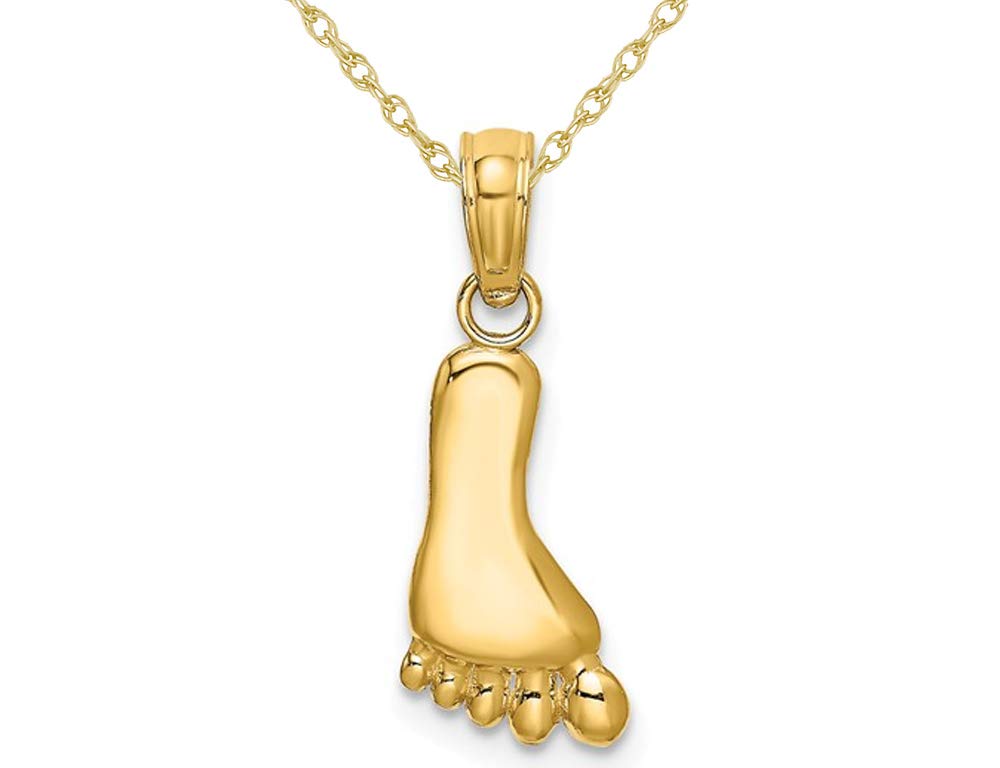 14K Yellow Gold Foot Charm Pendant Necklace - Elegant Anklet Jewelry for Women, Perfect for Beach Vacations & Boho Fashion