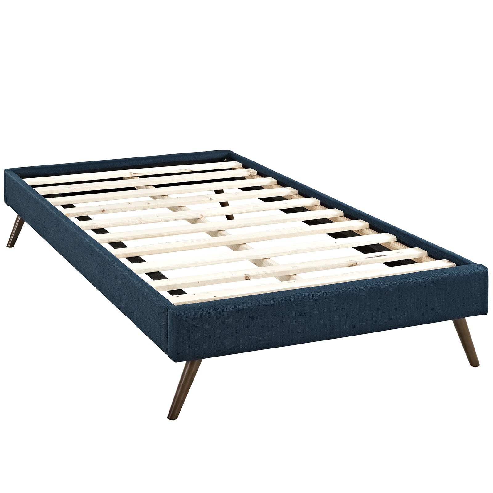 Modway Helen Upholstered Twin Size Platform Bed Frame with Wood Slat Support - Azure Blue Fabric - Perfect for Kids Rooms, Guest Bedrooms & Small Spaces