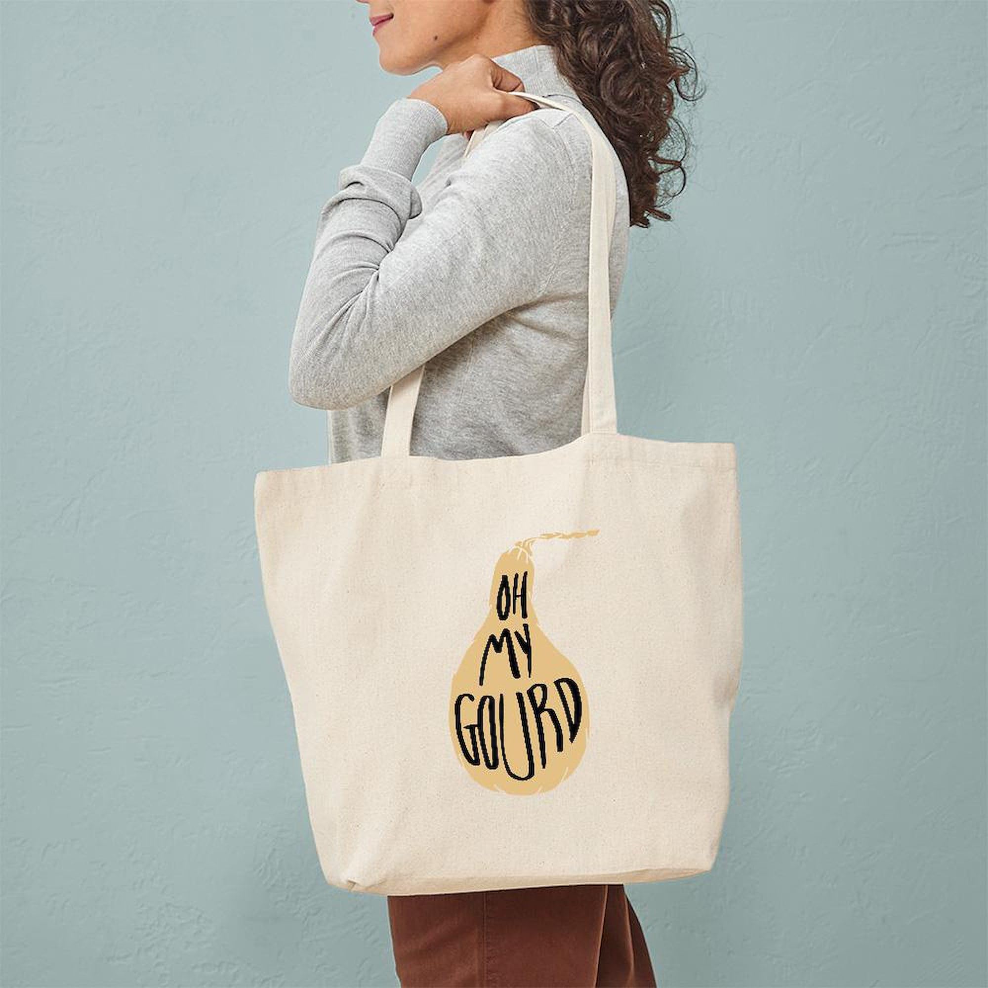Eco-Friendly Oh My Gourd Canvas Tote Bag - Reusable Natural Cotton Shopping Bag for Groceries, Beach & Farmers Market