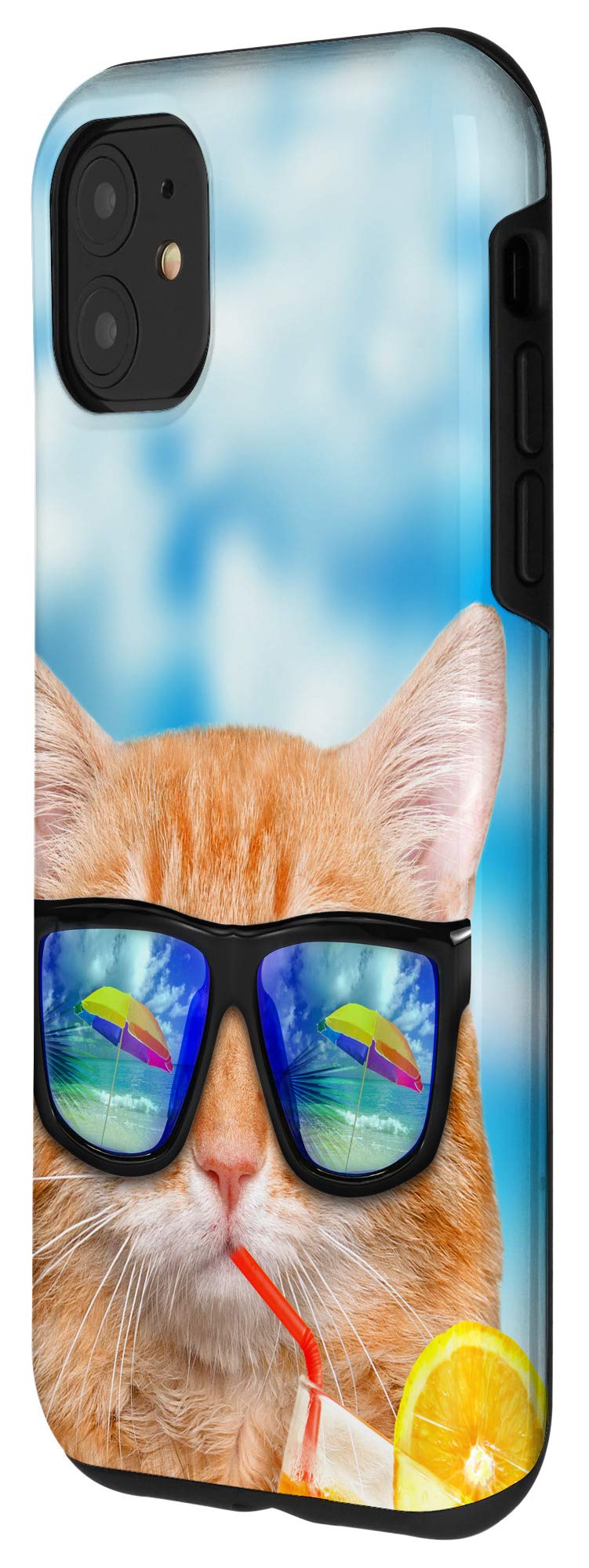 Funny Beach Cat iPhone 11 Case - Cute Protective Phone Cover for iPhone 11 - Perfect for Summer Vacations, Beach Trips & Cat Lovers