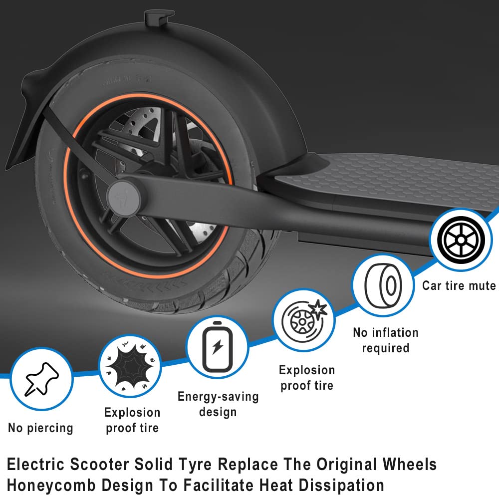 Segway F20 F25 F30 F40 10-Inch Solid Tire Replacement - Front & Rear Wheel Scooter Tires (1PC) - Durable & Puncture-Proof for Commuting & Urban Riding