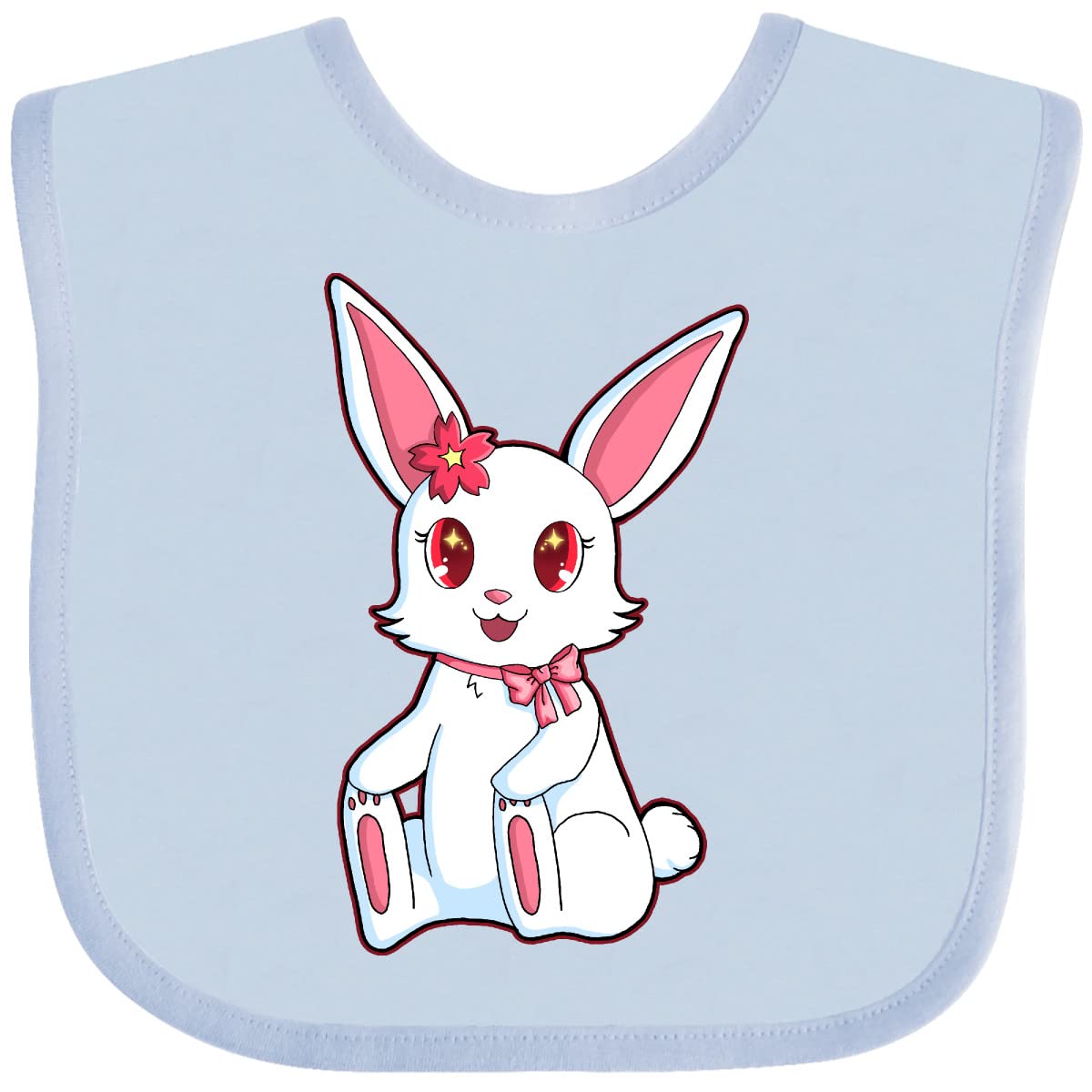 Inktastic Happy Easter Baby Bib for Girls - Cute Pink Bunny Design - Perfect for Easter Outfits, Baby Showers & Holiday Photos