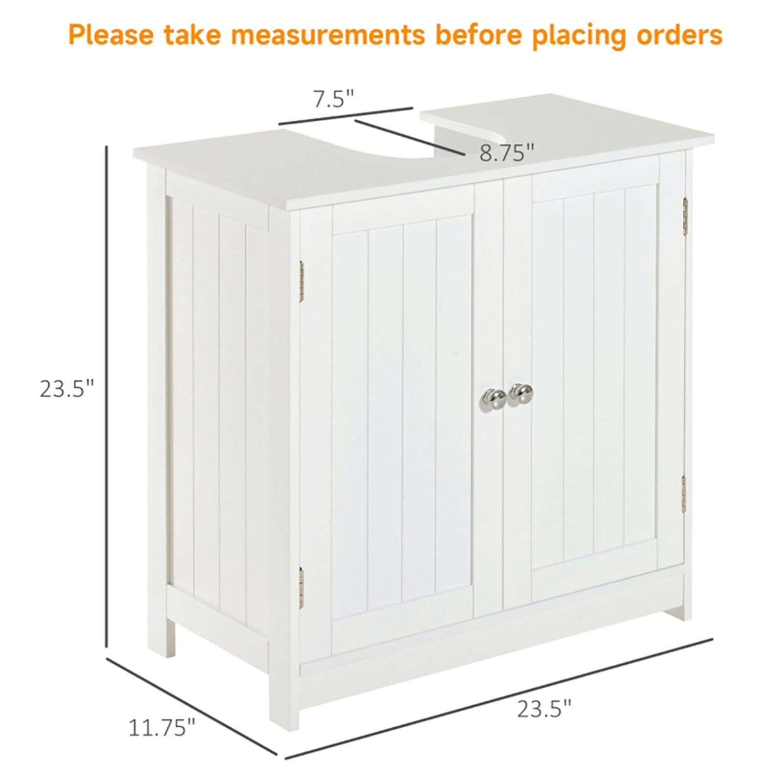 Modern White Bathroom Vanity Cabinet Without Sink - Pedestal Sink Storage Organizer for Small Bathrooms | Perfect for Powder Rooms, Guest Baths & Apartment Bathroom Storage Solutions