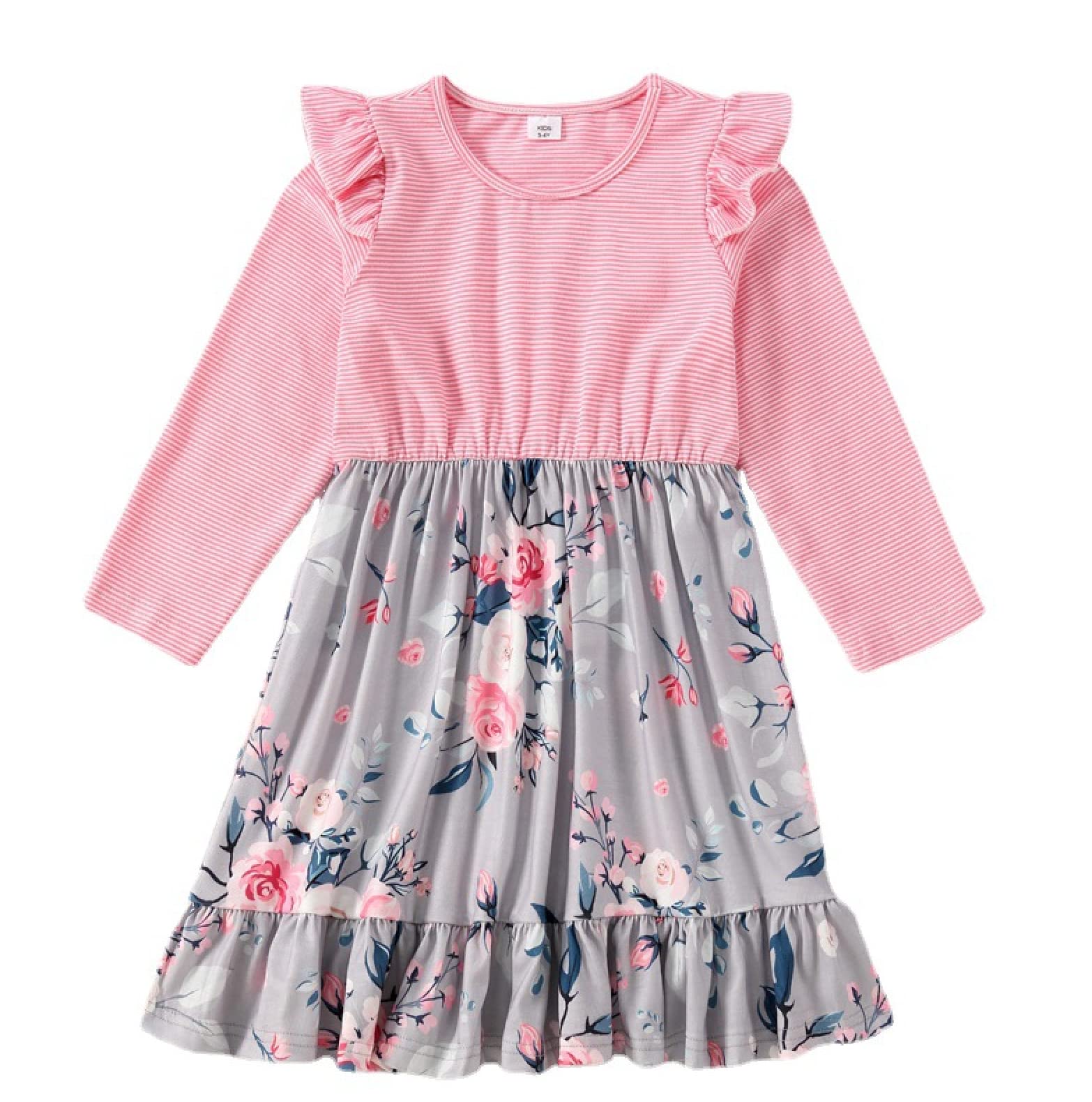 Mommy and Me Matching Long Sleeve Maxi Dresses - Floral Printed Mother Daughter Outfits for Family Photos & Special Occasions