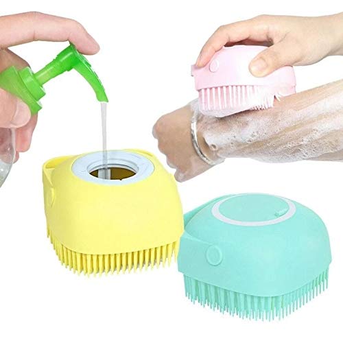 PRIONSA - Silicone Shower Brush with Shampoo & Shower Gel Dispenser | Exfoliating Bath Scrubber for Smooth Skin | Handheld Body Brush for Spa, Massage & Relaxation at Home