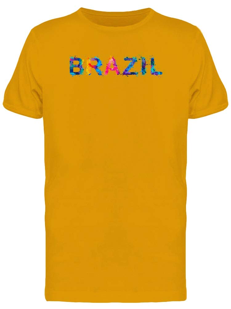 Brazil in Color Paint T-Shirt for Men - Vibrant Gold Graphic Tee | Casual Wear, Street Style & Travel Outfit