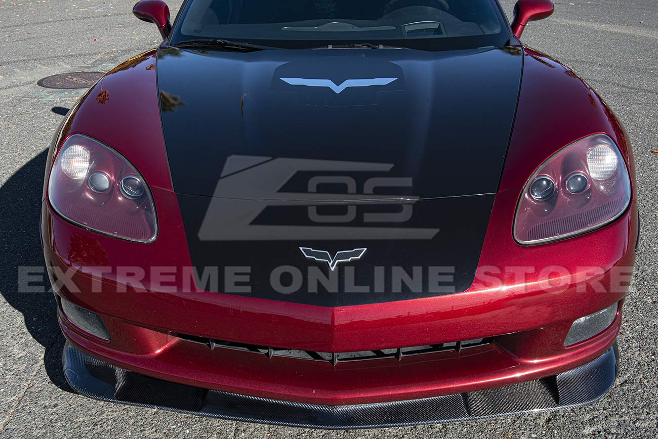 2005-2013 Chevrolet Corvette C6 Base & ZR1 Extended Style Carbon Fiber Front Bumper Lip Splitter | Replacement Part for Enhanced Aerodynamics & Sporty Look | Perfect for Racing, Car Shows & Street Performance