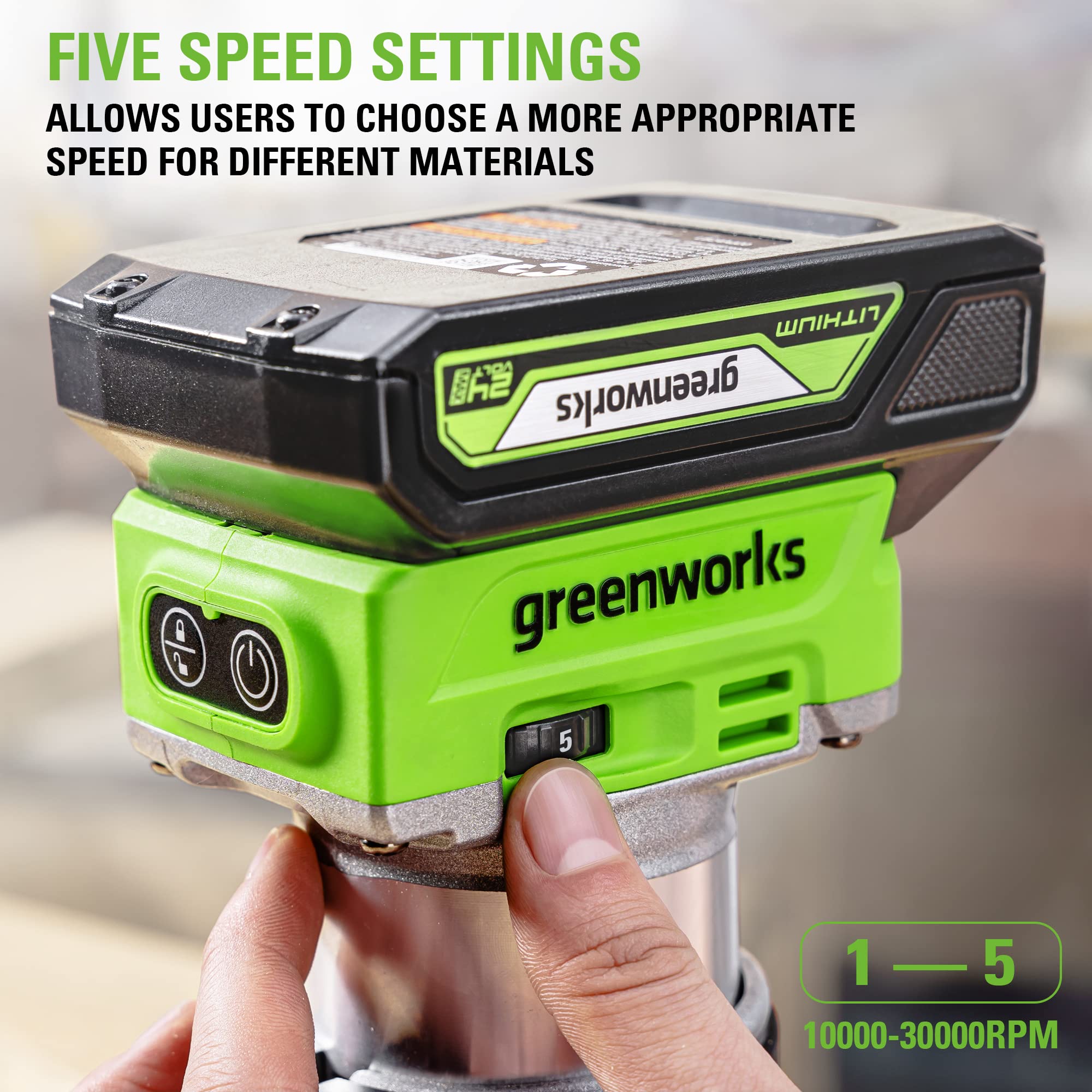 Greenworks 24V Brushless Compact Router with 2Ah Battery and Charger - Powerful Cordless Woodworking Tool for DIY Projects & Professional Carpentry
