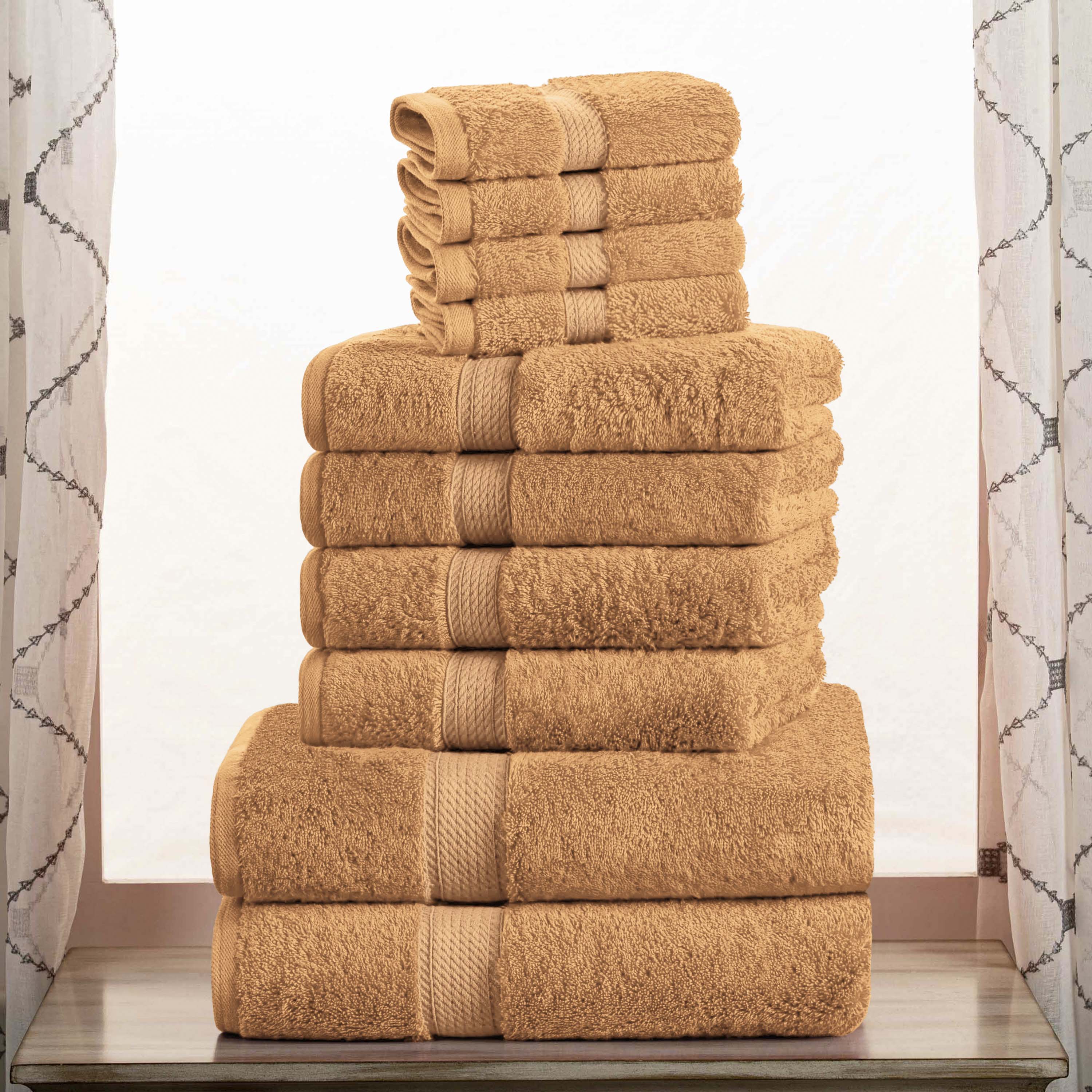 Premium Egyptian Cotton Plush Heavyweight Towel Set - 10 Piece Ultra Absorbent Luxury Bath Towels for Spa, Hotel & Home Use