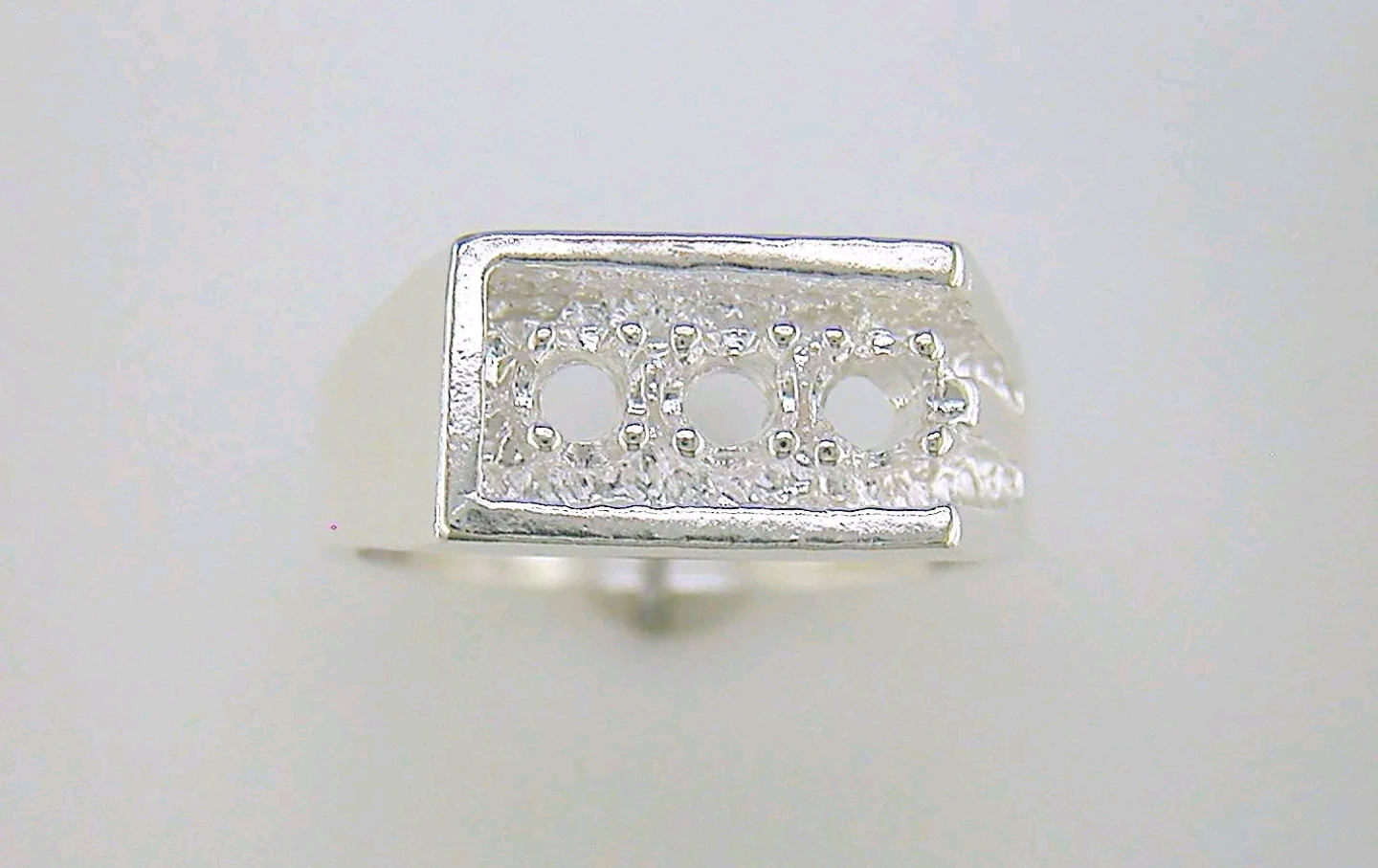 Sterling Silver or 10kt Gold Men's 3 Stone Pre-Notched Blank Nugget Ring - Sizes 9, 10, 11 - Perfect for Wedding Bands, Anniversary Gifts & Everyday Jewelry