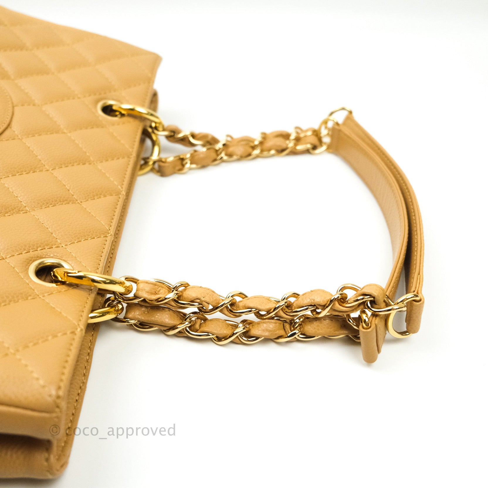 Chanel Caviar Leather Grand Shopping Tote GST Bag - Dark Beige with Gold Hardware | Luxury Designer Handbag for Women, Perfect for Work, Travel & Everyday Use