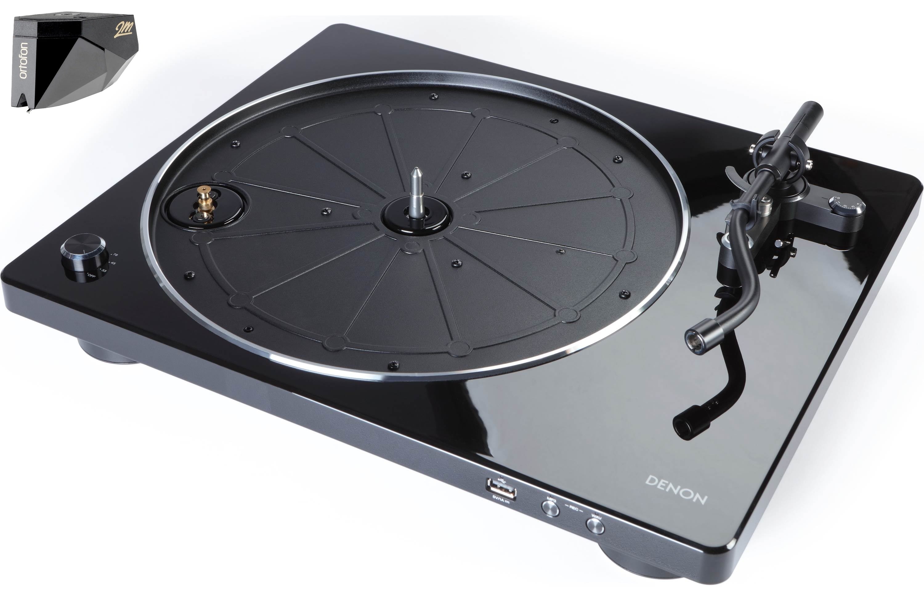 Denon DP-450USB Professional Turntable with Ortofon 2M Black Cartridge - High-Fidelity Vinyl Record Player for Audiophiles & DJs - Perfect for Home Listening Studios and Vintage Music Collections
