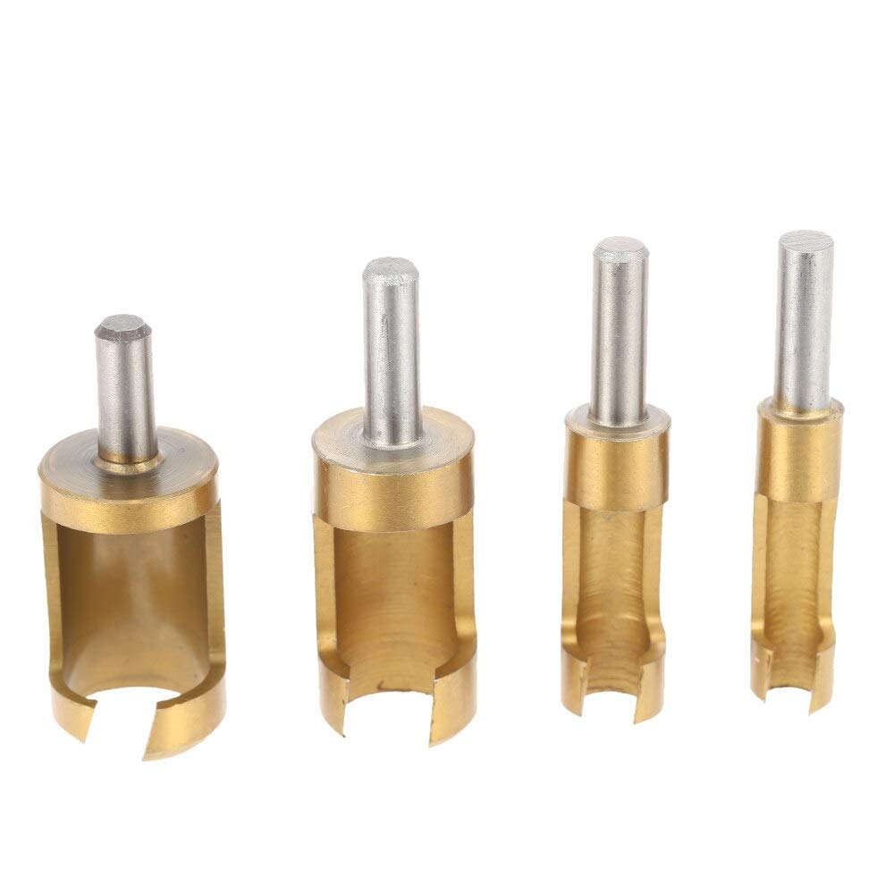 4-Piece Manual Drill Bit Set - Barrel Cork Drill Plug Cutter for Woodworking, Boring Holes & Tenon Joints | Perfect for DIY Projects, Furniture Making & Home Repairs