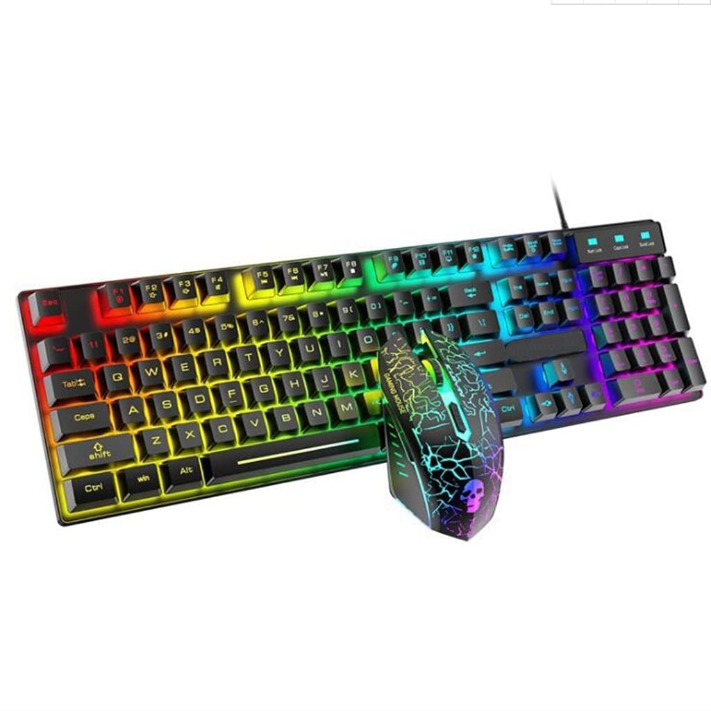 Gaming Keyboard and Mouse Set - Wired RGB Backlit Mechanical Feel Keyboard & Mouse Combo for PC, Laptop - Perfect for Work, Office, and Professional Gaming (Black)