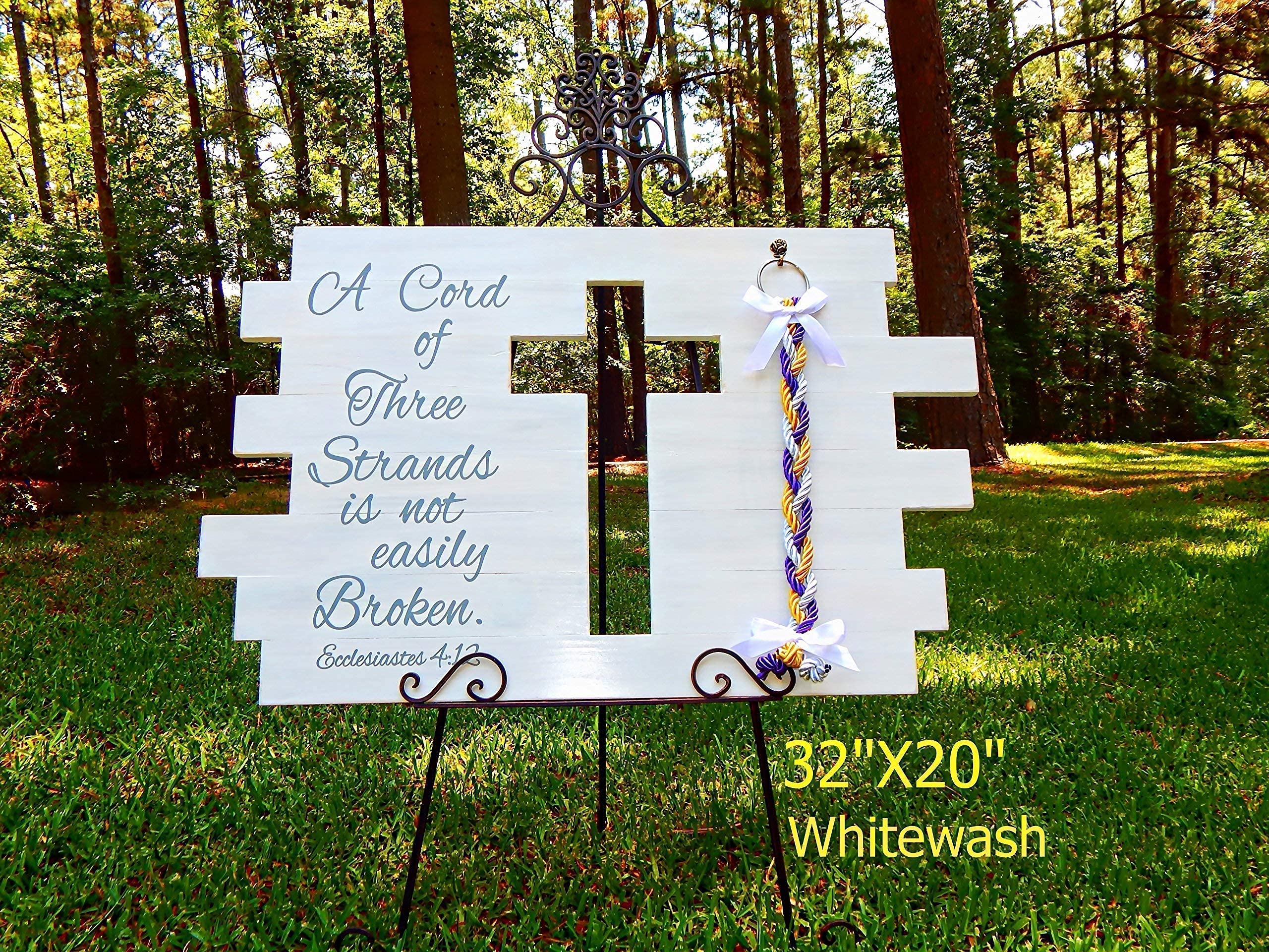 Large 32x20 White Unity Cross Wedding Sign with Detachable Three-Strand Braids - Perfect for Christian Weddings, Home Decor & Spiritual Gifts