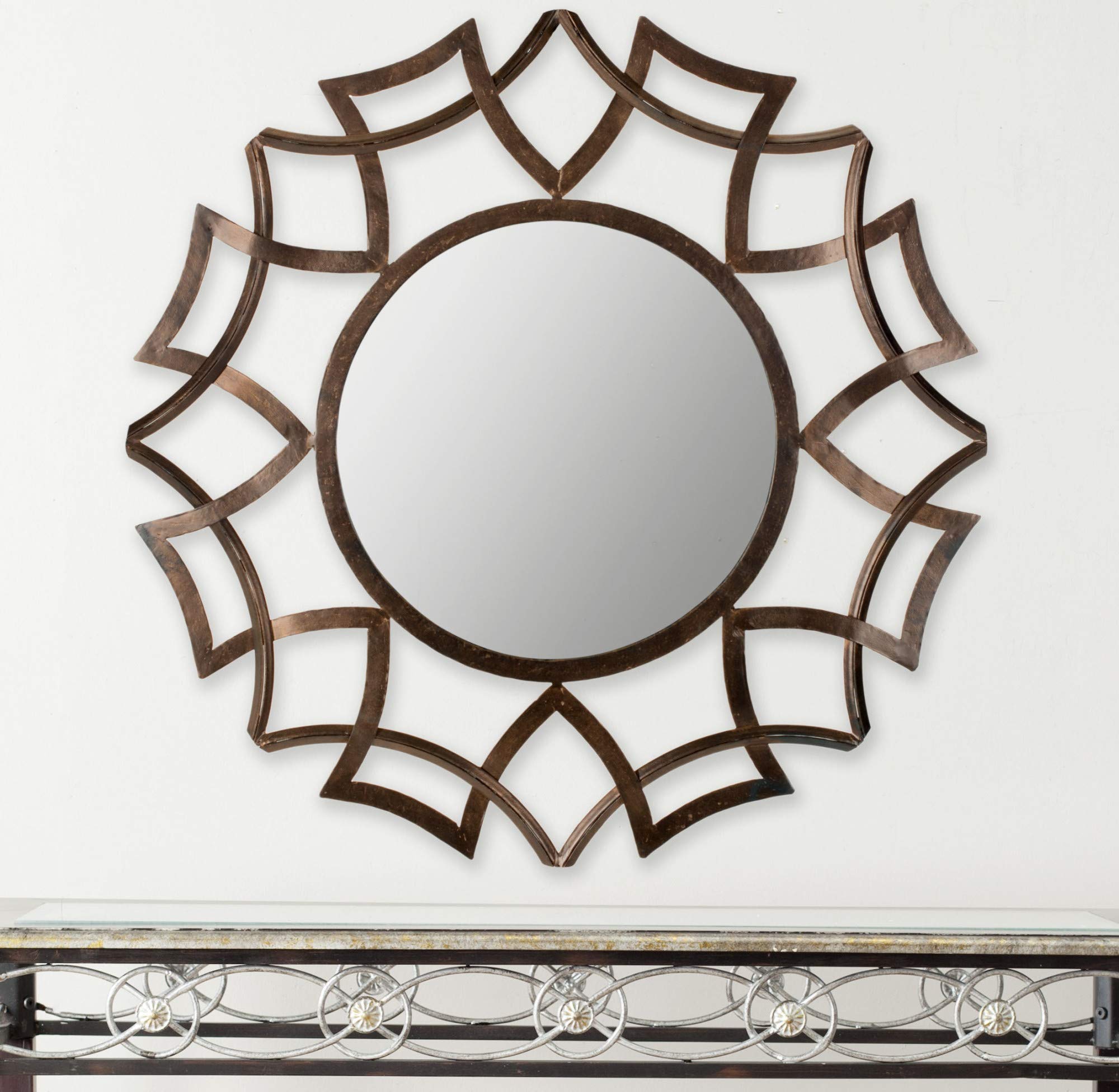 SAFAVIEH Home Collection Inca Sunburst Mirror - Round Decorative Wall Mirror for Living Room, Bedroom, Entryway - Boho Chic Home Decor Accent Piece