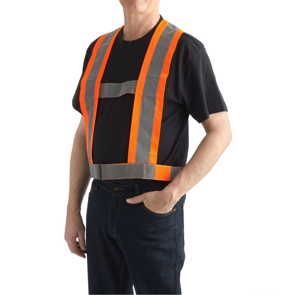 Terra 4 Inch High Visibility Safety Sash 451004OR - Reflective Construction Vest for Road Workers, Cyclists & Emergency Responders