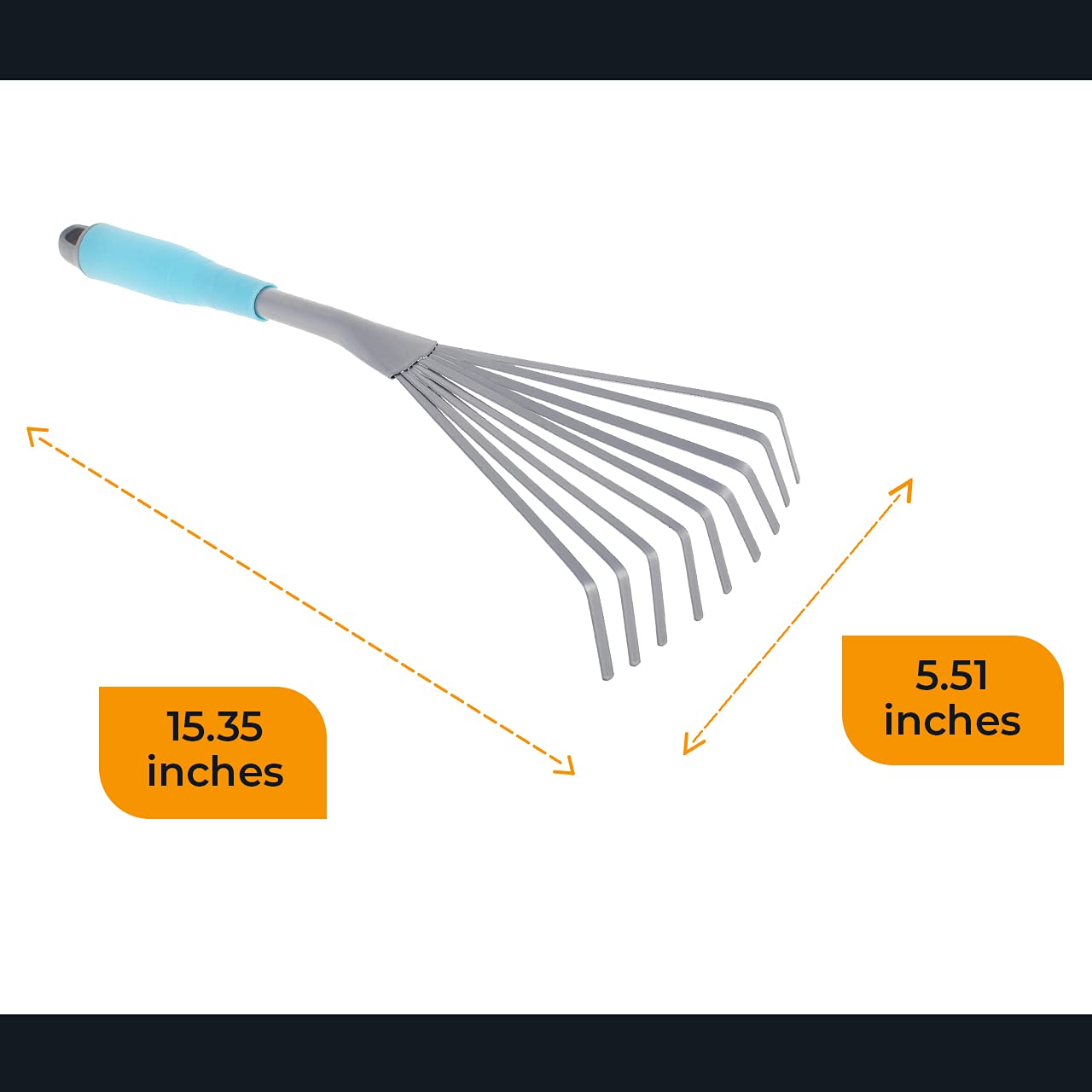Mini Metal Fan Rake - Durable Steel Hand Tool for Gardening, Weeding & Soil Cultivation - Perfect for Small Gardens, Flower Beds & Tight Spaces - Ergonomic Hand Held Garden Rake for Easy Use
