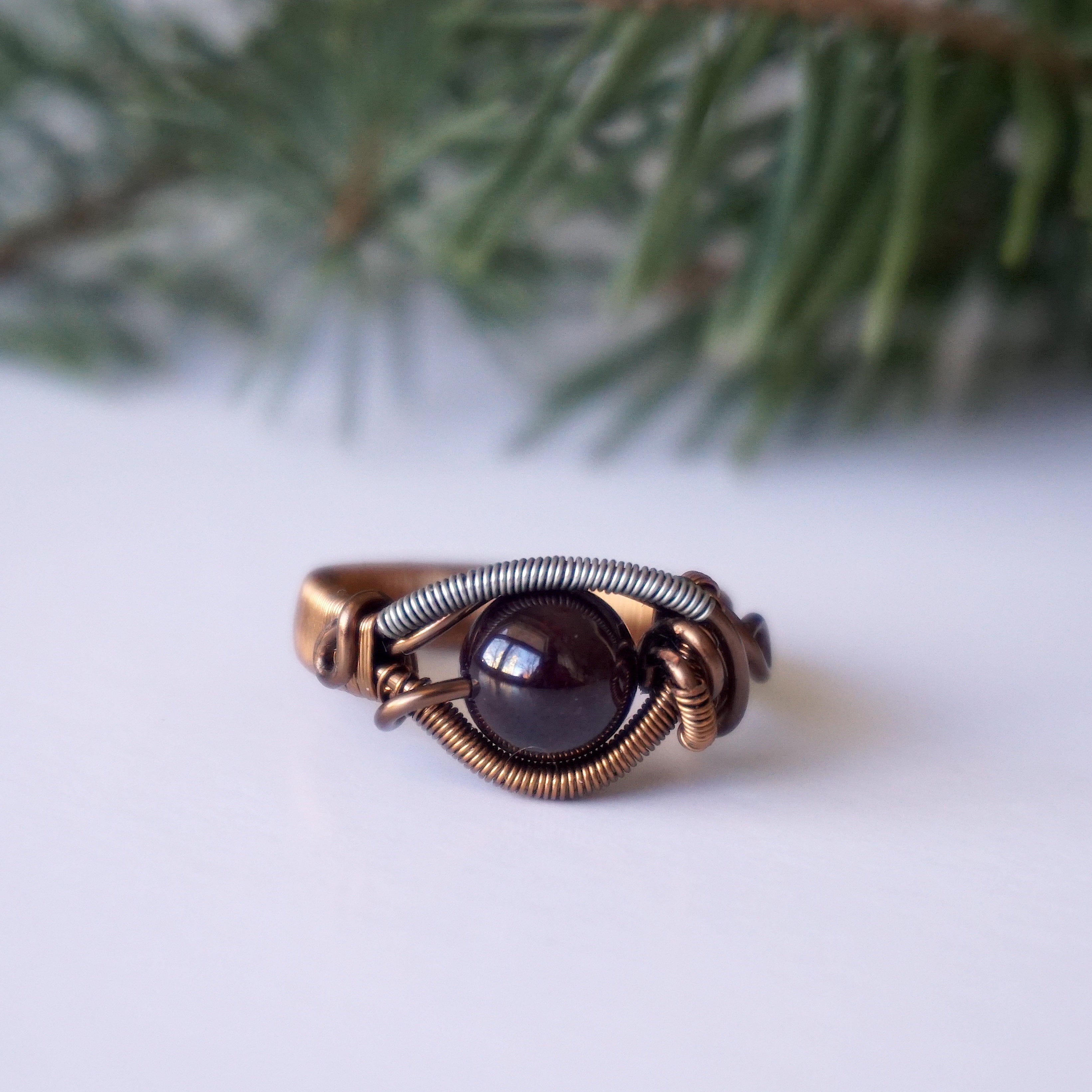 Garnet Crystal Ring in Antique Bronze - Elegant Vintage Jewelry for Women, Perfect for Weddings, Parties & Special Occasions