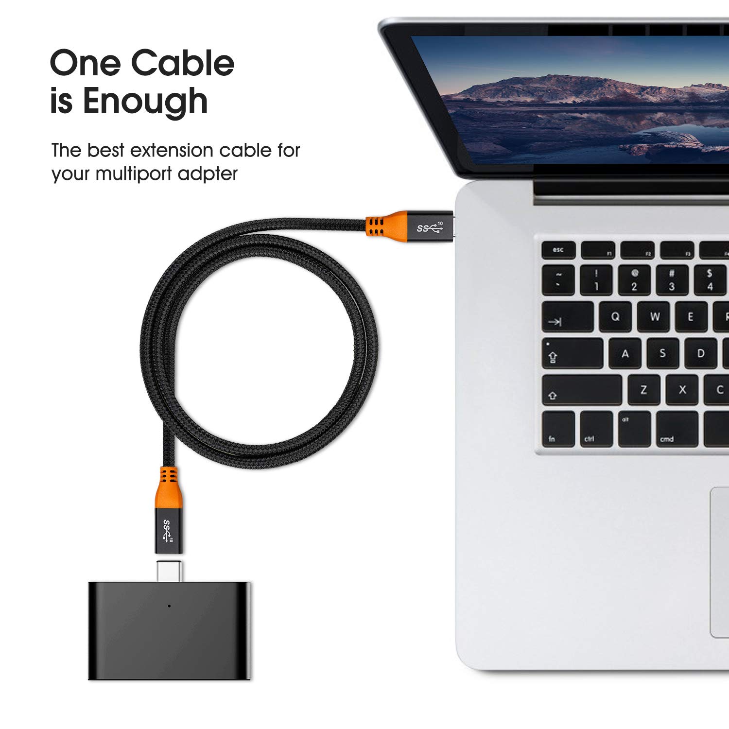 Premium 1ft USB Type C Extension Cable - USB-C Male to Female Extender (Gen 2 10Gbps) for Fast Charging & Data Transfer - Compatible with MacBook Pro, Nintendo Switch, Google Pixel 3/2 XL - Perfect for Gaming, Office & Travel Use