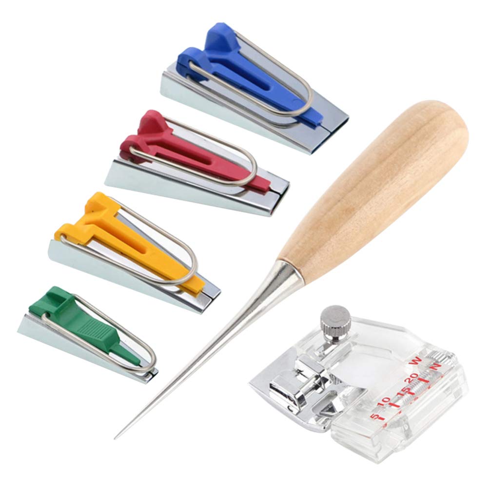 Exceart 6-Piece Sewing Machine Bias Binding Tool Kit - Adjustable Quilting, Patchwork & Tape Binding Presser Foot for Home DIY Projects - Perfect for Quilting, Dressmaking & Crafting