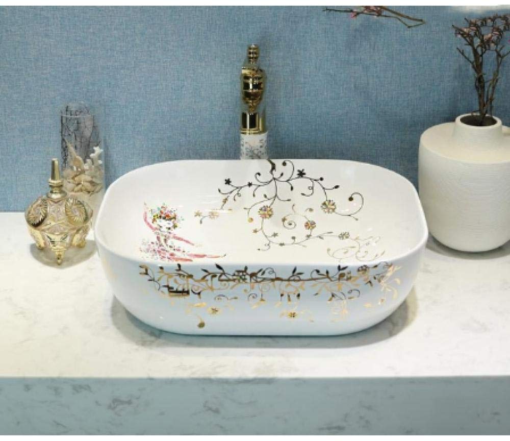 Modern Ceramic Vessel Sink - Round & Rectangular Bathroom Countertop Basin - Porcelain Wash Basin for Vanity, Powder Room & Guest Bathroom - Perfect for Contemporary Home Decor