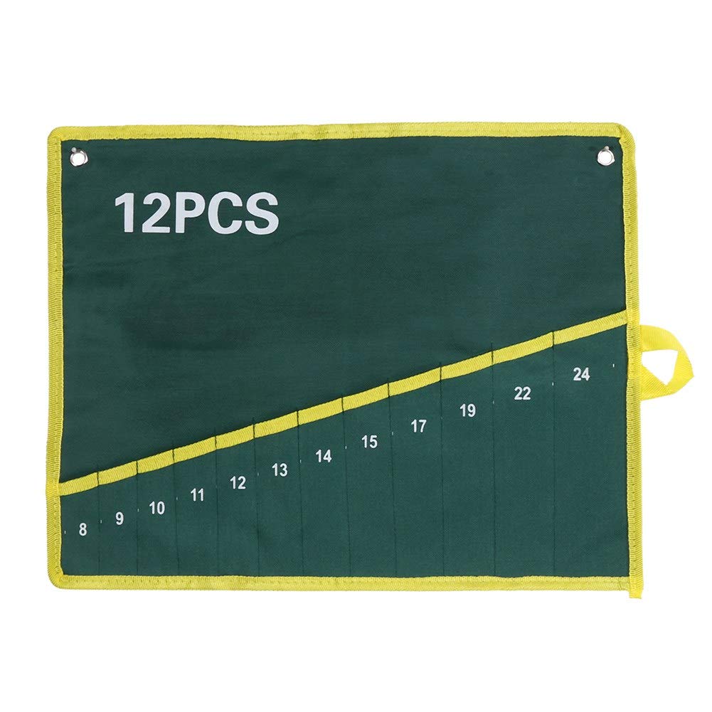 1Pcs Heavy Duty Tool Pouch with 12 Pockets - Wrench Storage Organizer Bag for Electricians, Plumbers & DIY Enthusiasts - Perfect for Construction, Home Repair & Workshop Use (Green)
