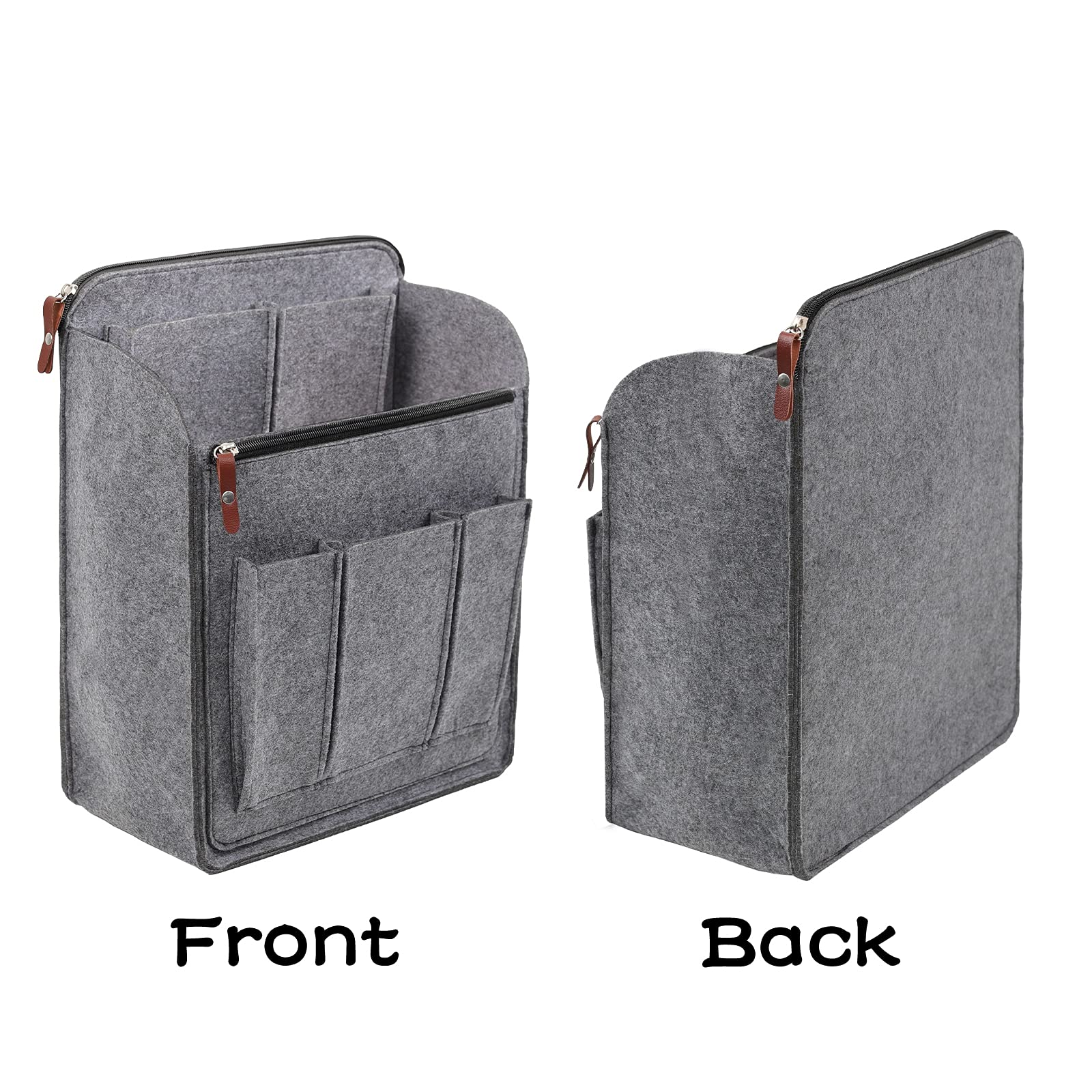Surblue Felt Backpack Organizer Insert - Large Capacity Zippered Liner with Dividers for Travel Rucksacks & Daypacks | Foldable Shoulder Bag Organizer for Men & Women (Grey, XL) | Perfect for Travel, Work, School & Daily Commute