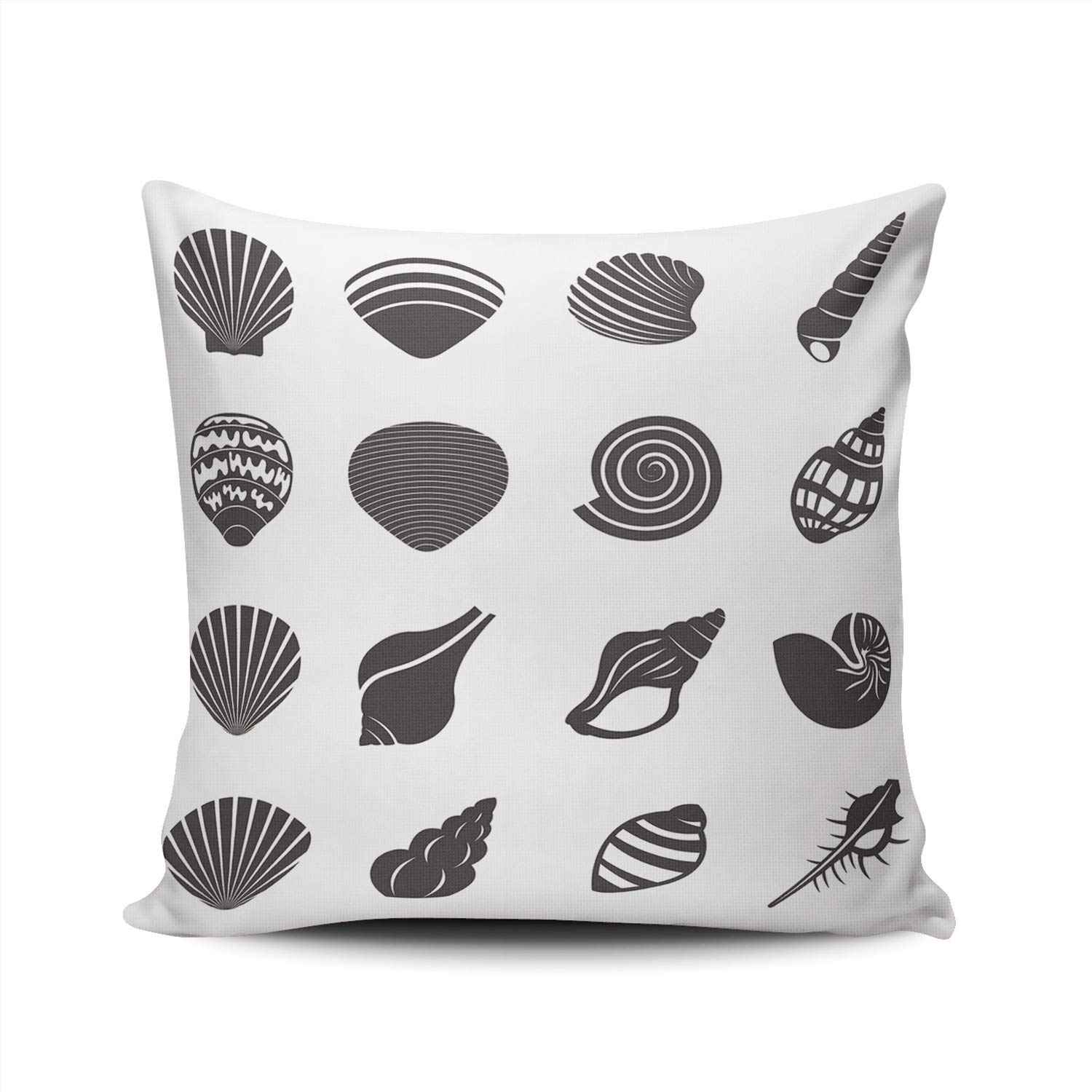 Premium MUKPU Sea Shell Print Decorative Throw Pillow Cover - 18x18 Inch Square Hidden Zipper Pillowcase, Double-Sided Custom Design for Sofa, Bed & Living Room Decor