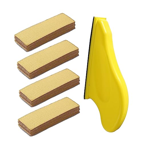 40 PCS Micro Detail Sander Paper Set - 3.5”x 1” Mini Hand Sanding Block with Hook & Loop Sandpaper Strips (180 Grit) - Finger Sanding Tool for Wood Crafts, DIY Projects, Tight Spaces & Small Areas - Perfect for Model Making, Furniture Repair & Jewelry Polishing