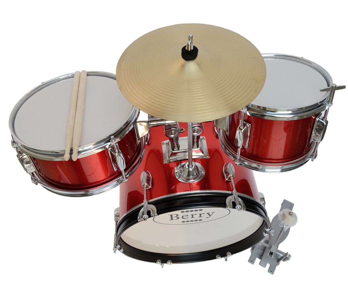 Complete Kids Large Drum Set with Cymbal, Stool & Drumsticks - Red Musical Instrument for Beginners, Birthday Gifts & Home Play