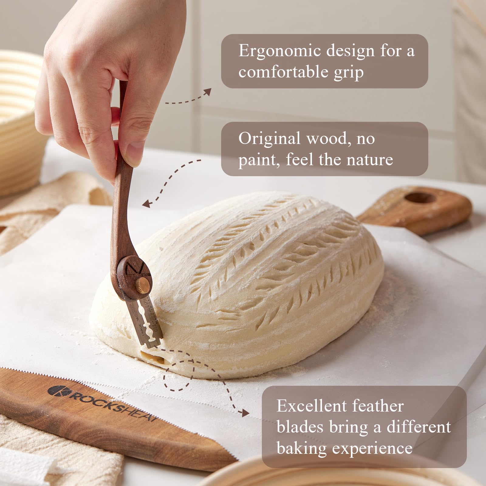 Premium Bread Lame Dough Scoring Tool with 5 Stainless Steel Blades & Protective Cover - Professional Sourdough Scoring Knife for Artisan Bread Baking - Perfect for Home Bakers & Commercial Bakeries (Elegant Dexterous-Cut Series) - Ideal for Creating Beautiful Patterns on Sourdough, Baguettes & Artisan Loaves
