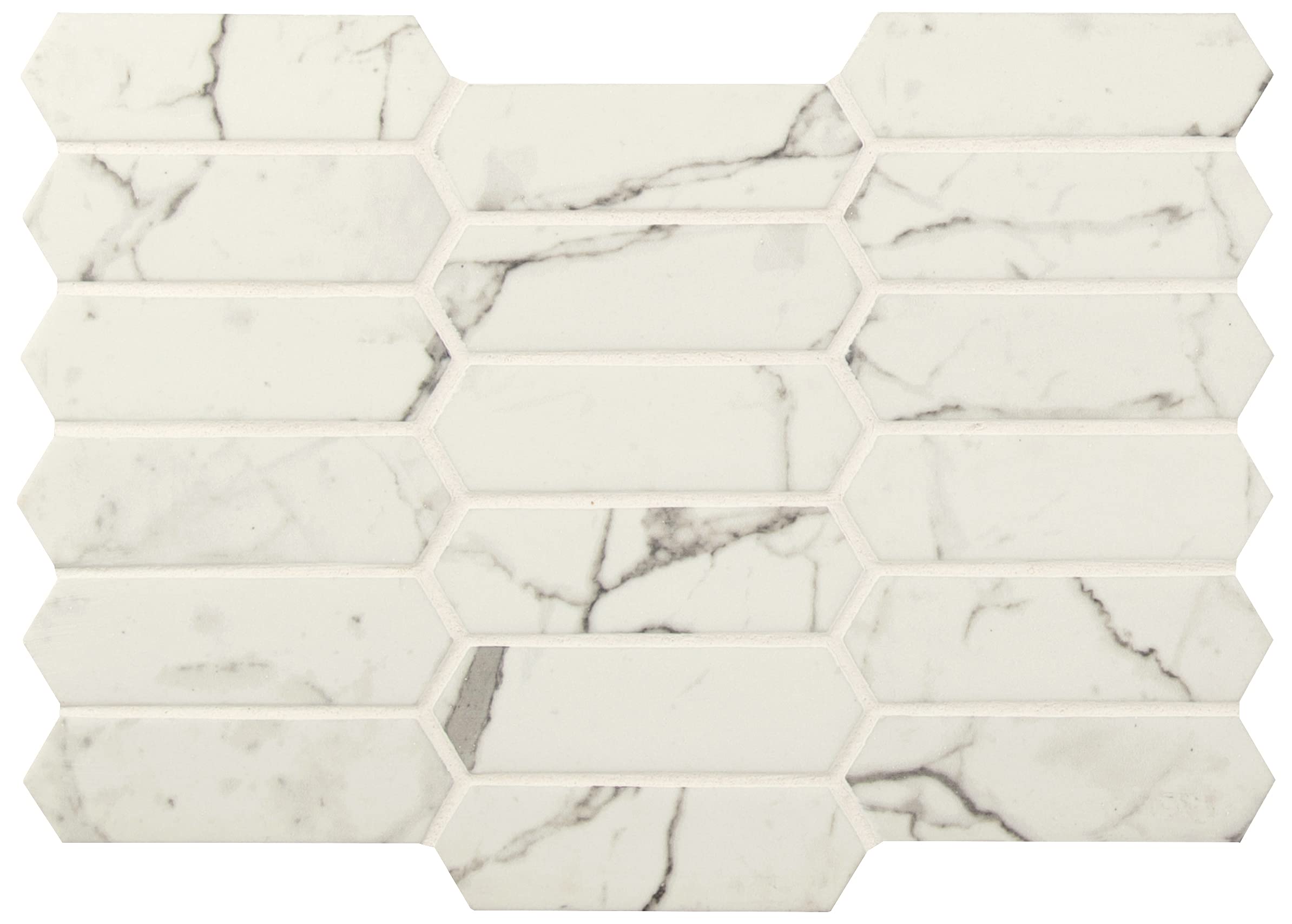 MSI Statuario Celano 14.13x9.84 Inch Glass Mosaic Tile - White Cool Finish for Kitchen Backsplash, Bathroom & Shower Walls - Premium Mesh-Mounted Picket Tiles for Modern Home Decor