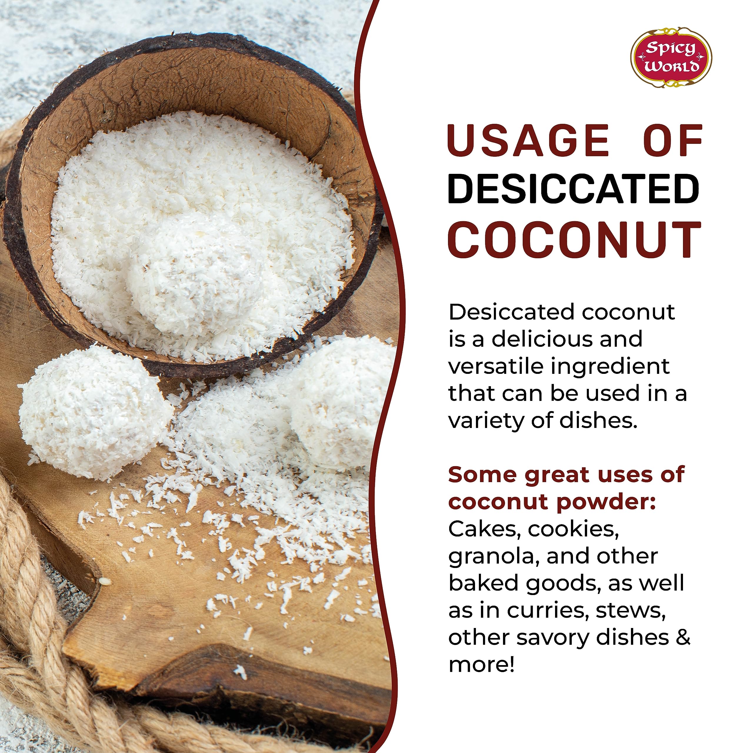 Premium Unsweetened Desiccated Coconut Powder - 2 Pound Bulk Bag | Finely Shredded for Baking, Smoothies, Desserts | Vegan, Gluten-Free, Keto-Friendly | Perfect for Coconut Macaroons, Pina Coladas & Healthy Snacks