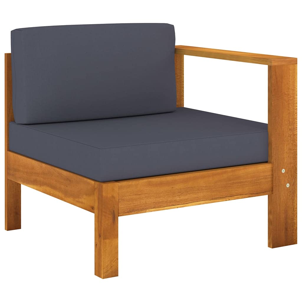 6-Piece L-Shaped Outdoor Patio Furniture Set - Acacia Wood Garden Sectional Sofa with Coffee Table & 5 Seat Cushions - Perfect for Backyard, Balcony, Poolside & Outdoor Lounge Areas