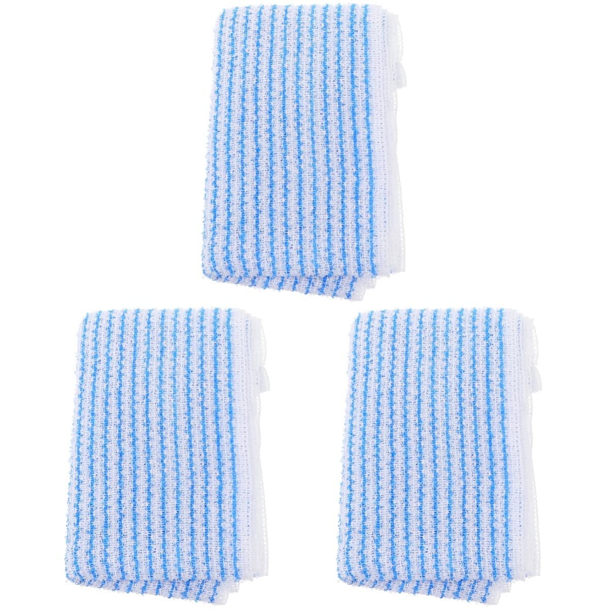 FRCOLOR 3 Pack Exfoliating Back Scrubber Towel - Long Strip Bath Flower for Deep Cleansing & Skin Renewal - Perfect for Shower, Spa, and Exfoliation Routine