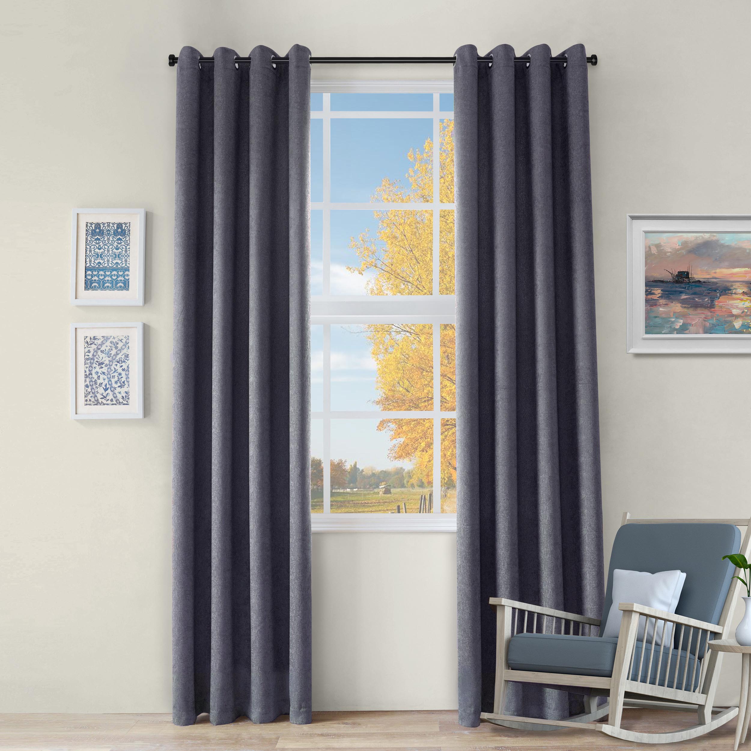 Blackout Curtains Set of 2 Panels - Senna Textured Window Drapes for Bedroom & Living Room, Noise Reducing & Thermal Insulated Room Darkening Curtains for Better Sleep