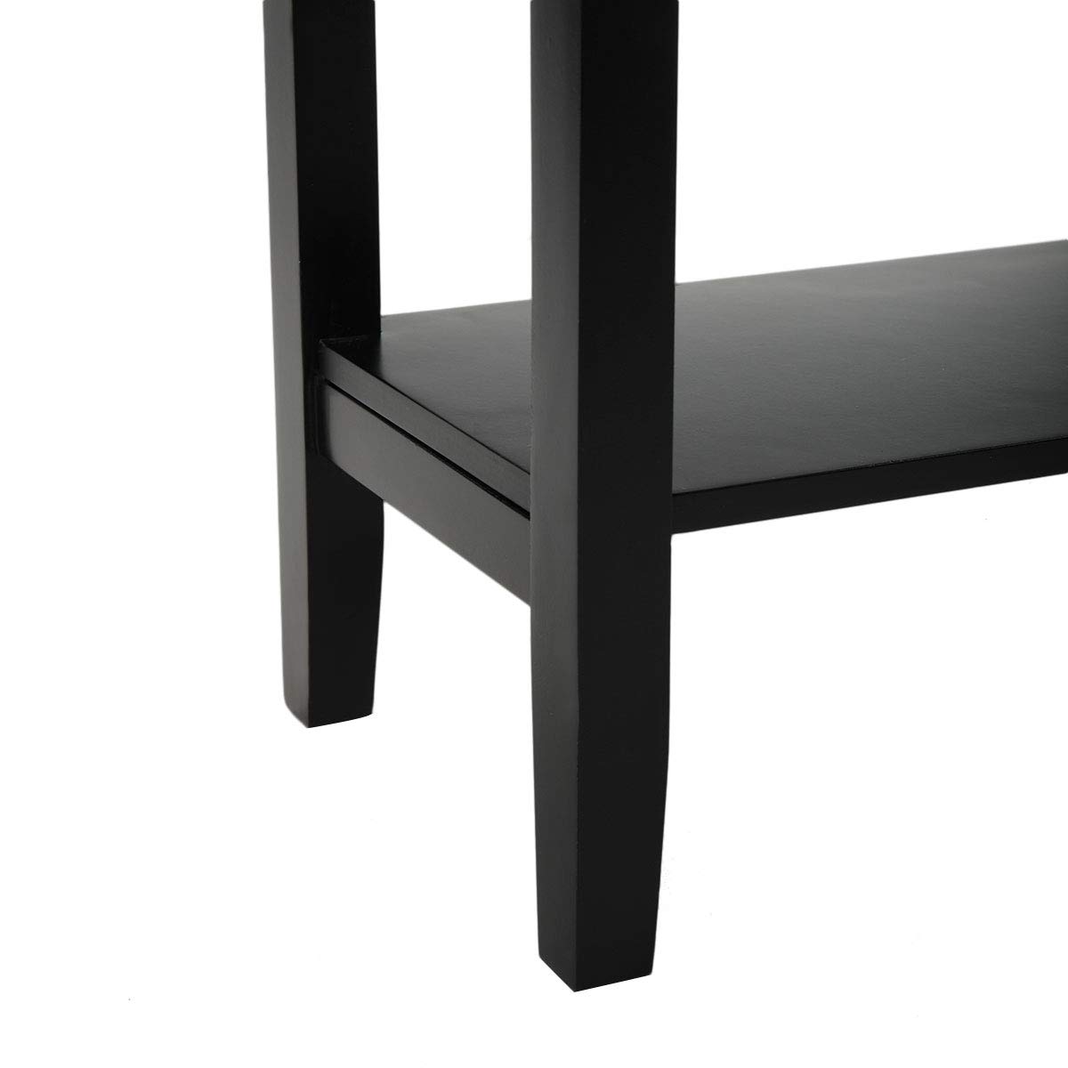 Modern Flip Top End Table with Storage Shelves - Wooden Side Table for Sofa, Living Room & Bedroom - Space-Saving Black Accent Furniture (Perfect for Small Spaces, Apartments & Home Decor)