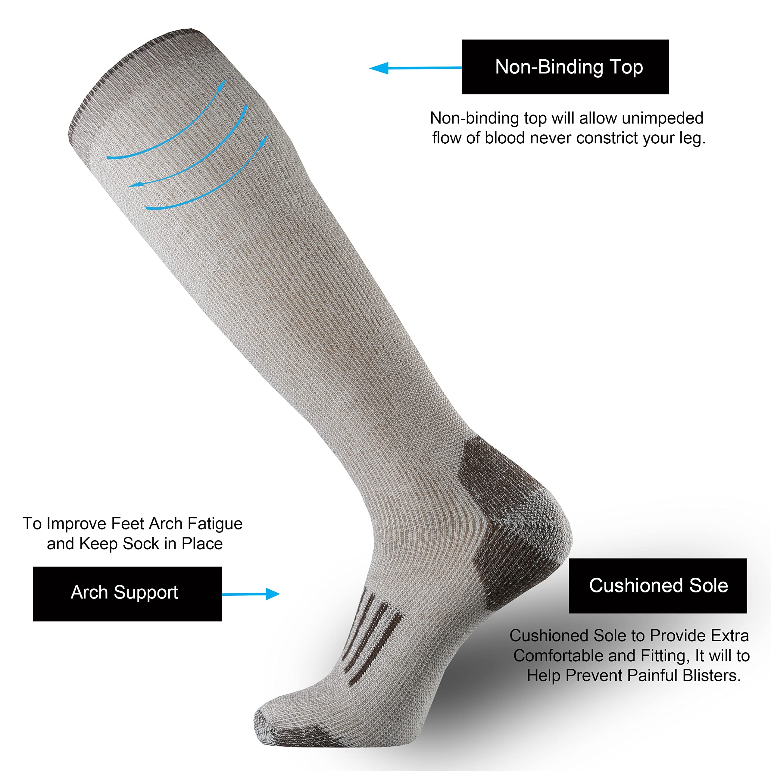 ONKE Men's Thick Cushioned Over-the-Calf Socks - Heavyweight OTC Knee-High Steel Toe Work Socks for Western Boots, Thermal Winter Hiking & Hunting Socks - Perfect for Construction, Outdoor Work and Cold Weather Activities