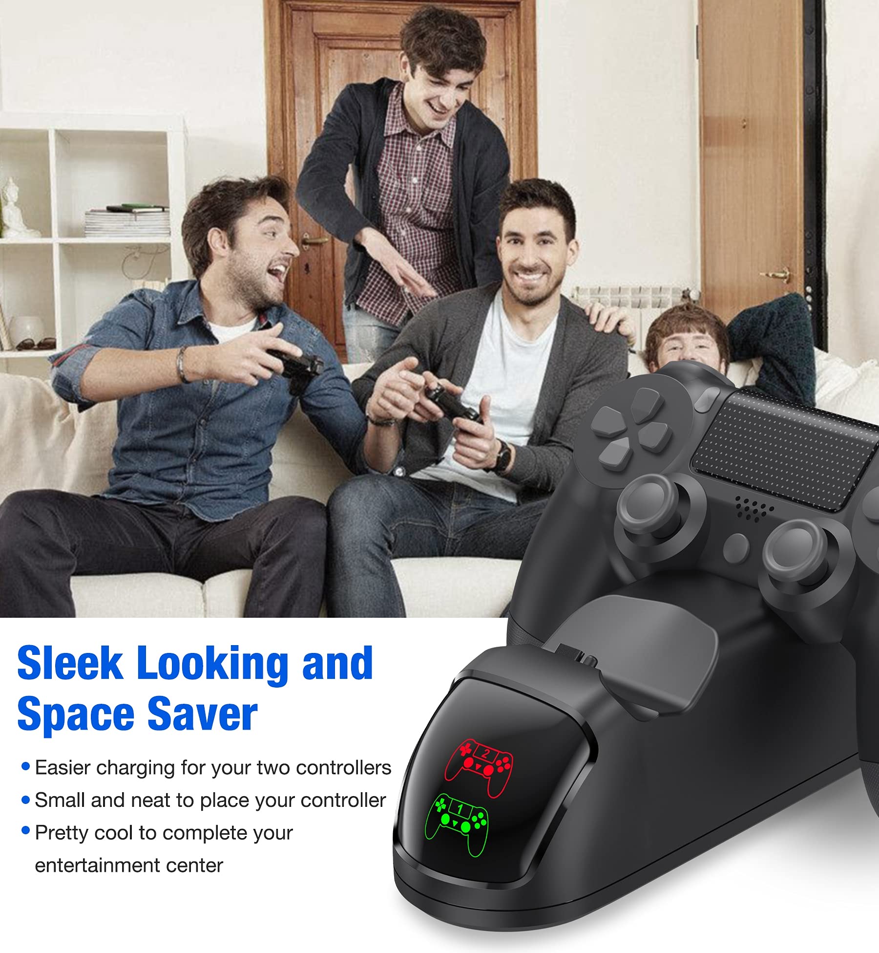 PS4 Controller Charger Dock Station - Fast Charging Dual Controller Stand with LED Indicators | Compatible with PlayStation 4 & PS4 Pro | Perfect for Gaming Setup & Multiplayer Sessions