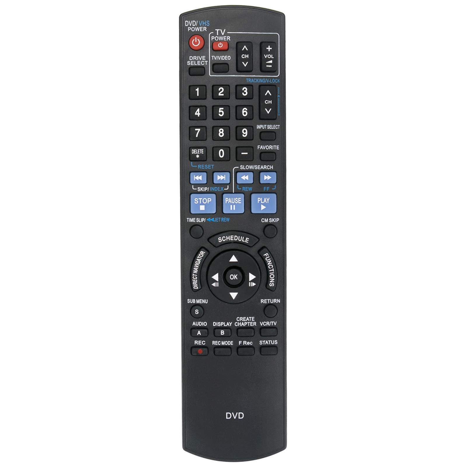 Original Remote Control Replacement for Panasonic DVD Recorder DMR-EZ485V DMR-EZ485 DMR-EZ48V DMR-EZ48VK DMR-EZ37V - Compatible with Multiple Models - Perfect for Home Entertainment & Media Playback