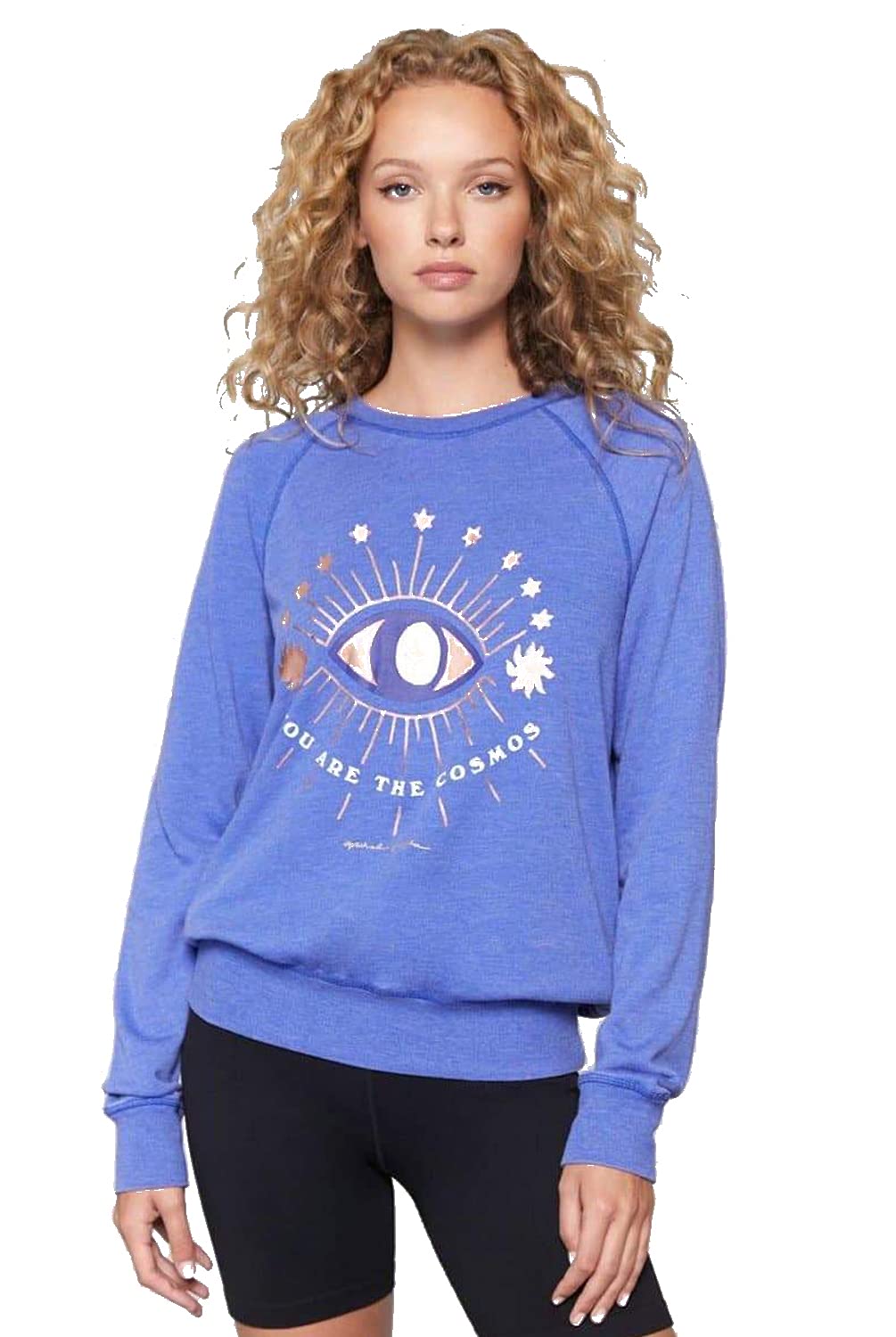 Spiritual Gangster 'You Are The Cosmos' Vintage Sweatshirt - Blue Retro Hoodie for Yoga, Meditation & Boho Fashion