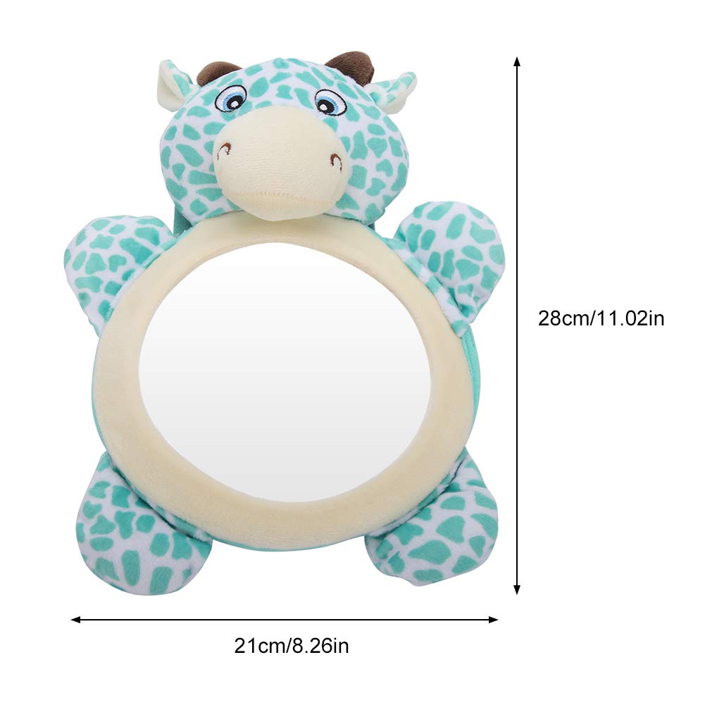 Rear Facing Baby Car Mirror for Back Seat - Safe & Shatterproof Infant Car Seat Mirror with Adjustable Strap - Perfect for Parents to Monitor Newborns & Toddlers in Rear-Facing Car Seats (Animal Design) - Ideal for Road Trips & Daily Commutes