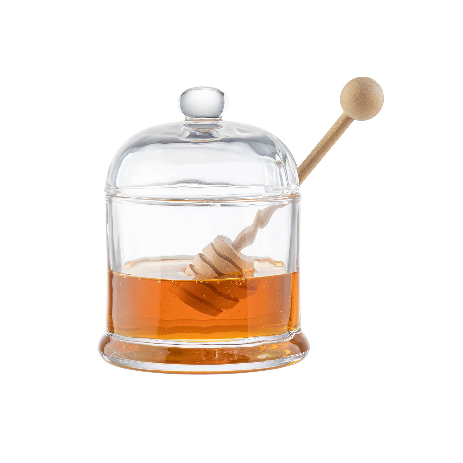Premium Honey Dipper Set with Glass Jar & Wooden Stick - Natural Honey Drizzler for Tea, Coffee, Yogurt & Desserts - Perfect Kitchen Gift for Honey Lovers