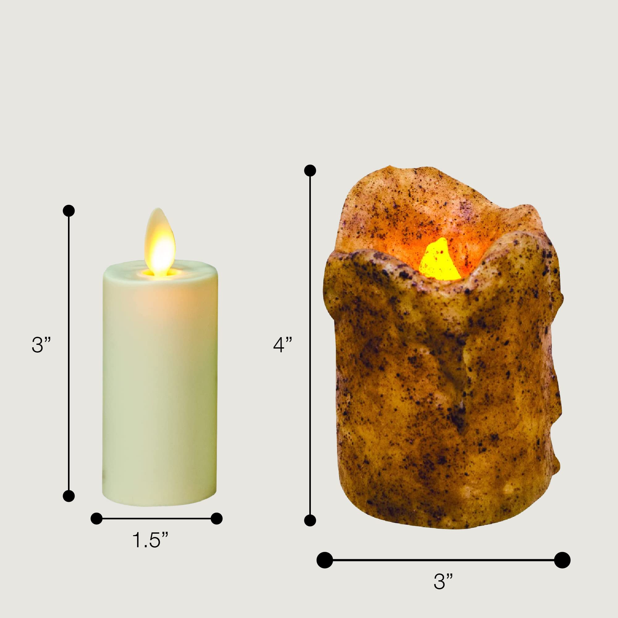 Realistic Flameless LED Candles with Timer - Battery Operated Drip Wax Candles in Burnt Ivory - 4