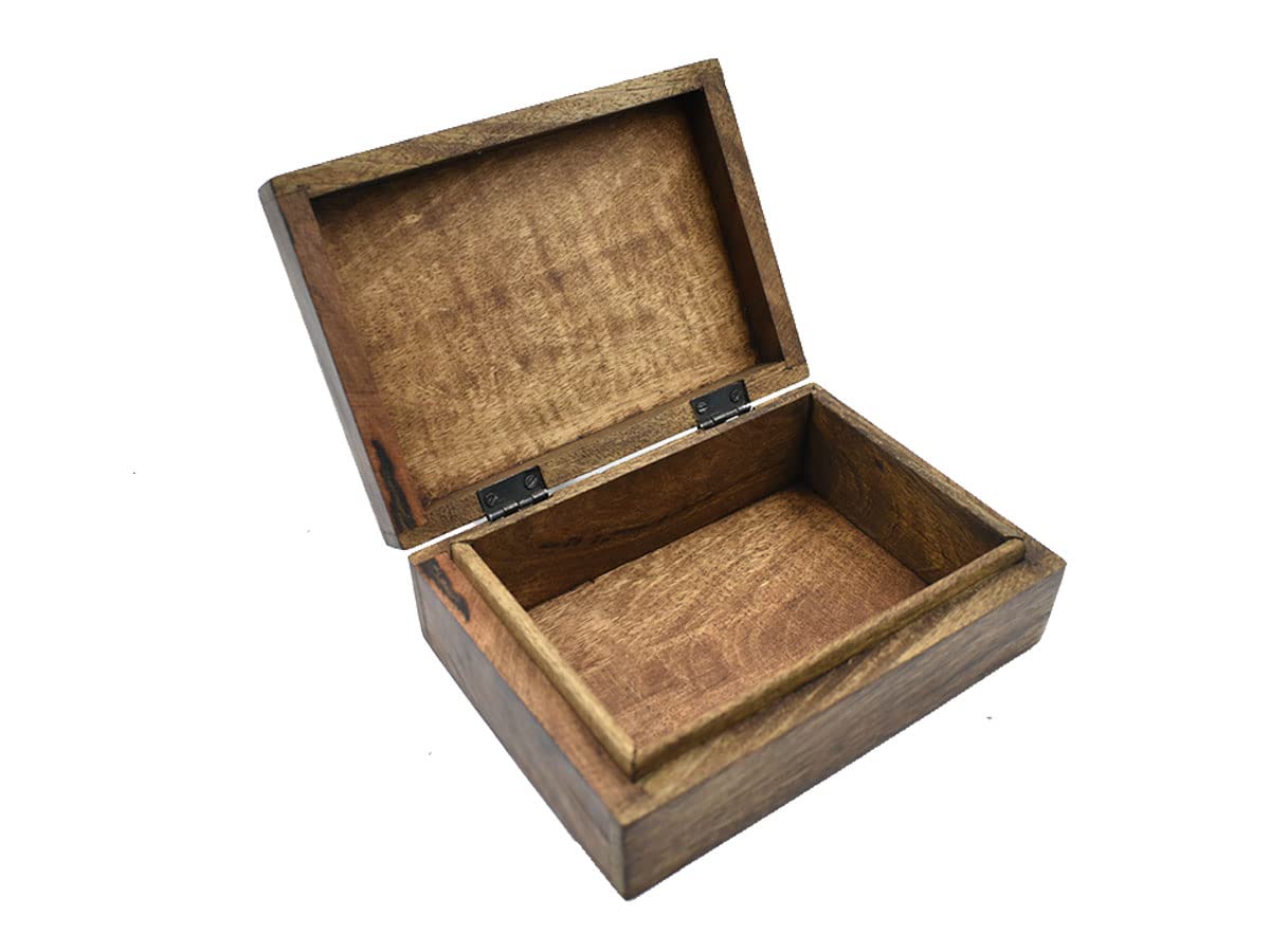 Hand Carved Wooden Decorative Box with OM & Floral Design - Jewelry Organizer, Keepsake Box, Treasure Chest for Women | Perfect for Home Decor, Gift Giving, and Storing Valuables