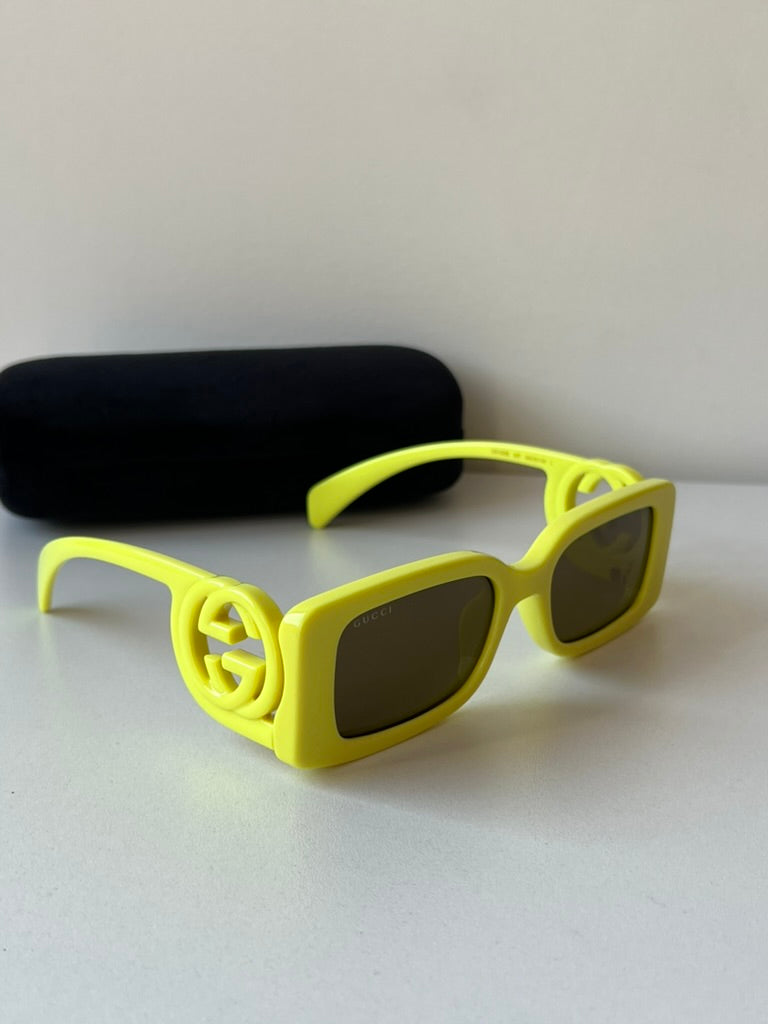 Gucci GG1325S Slim Yellow Sunglasses for Women & Men - UV Protection, Lightweight & Stylish for Beach, Driving & Outdoor Activities