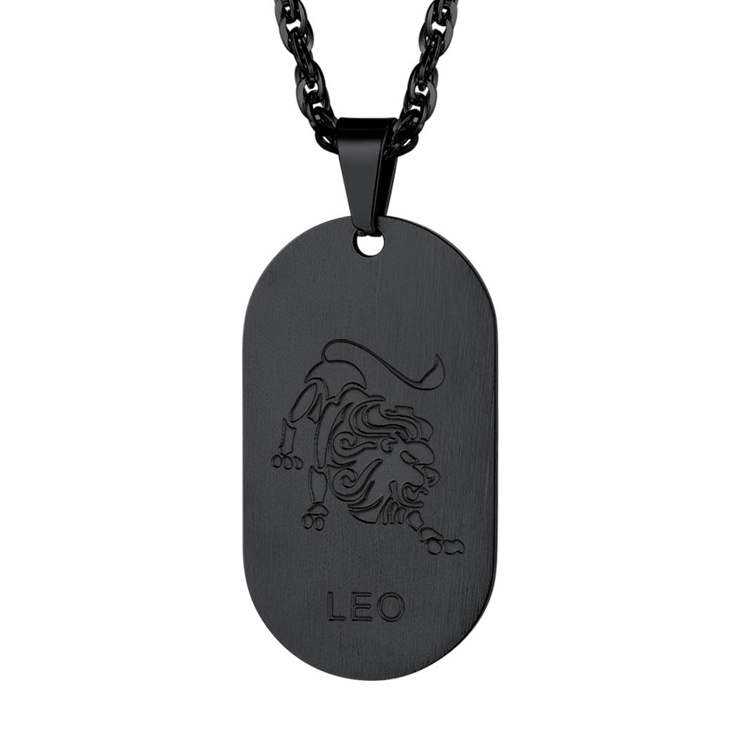 Richsteel Stainless Steel Zodiac Necklace - 12 Constellation Dog Tag Pendant for Men & Women | Two-Tone/Gold/Black Plated Star Sign Jewelry | Birthday Gift for Her/Him | Perfect for Daily Wear, Special Occasions & Astrology Lovers