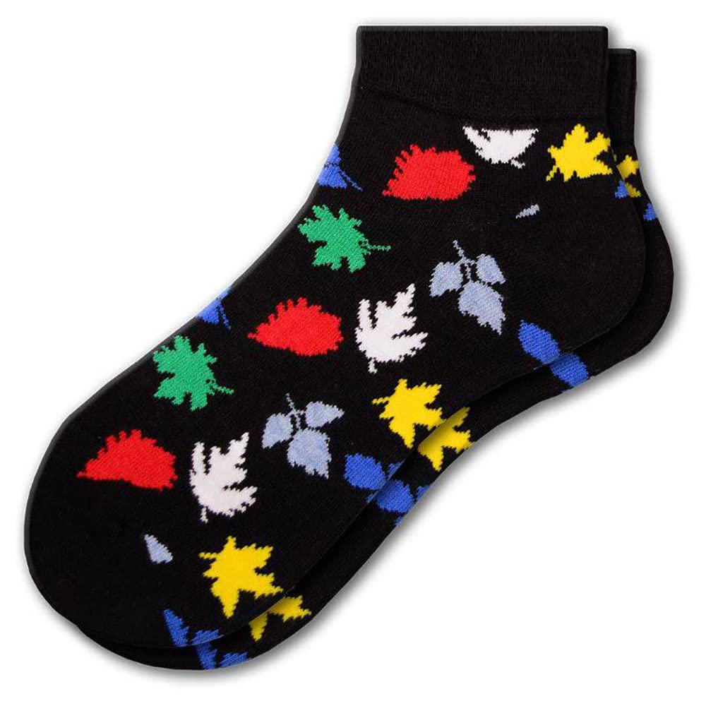 Men's Casual Dress Socks - Leaf Pattern Ankle Cotton Socks - 1 Pair Pack - Colorful, Comfortable & Stylish - Perfect for Office, Business, Wedding & Daily Wear